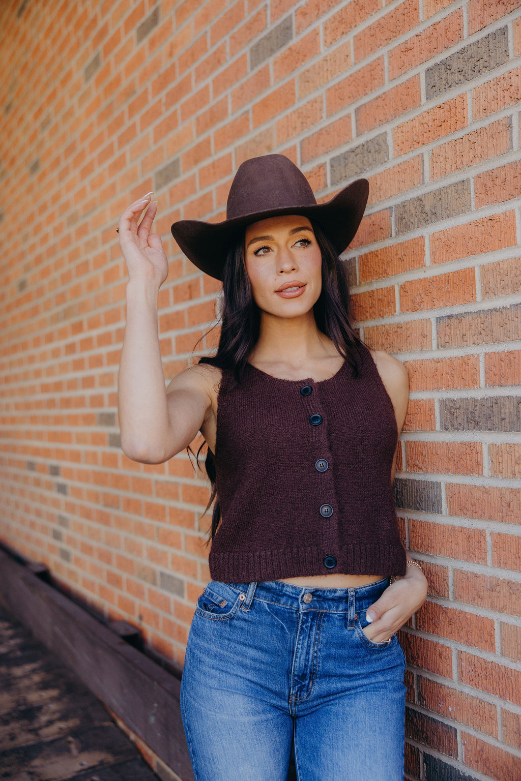 BUTTON SWEATER VEST IN TEDDY