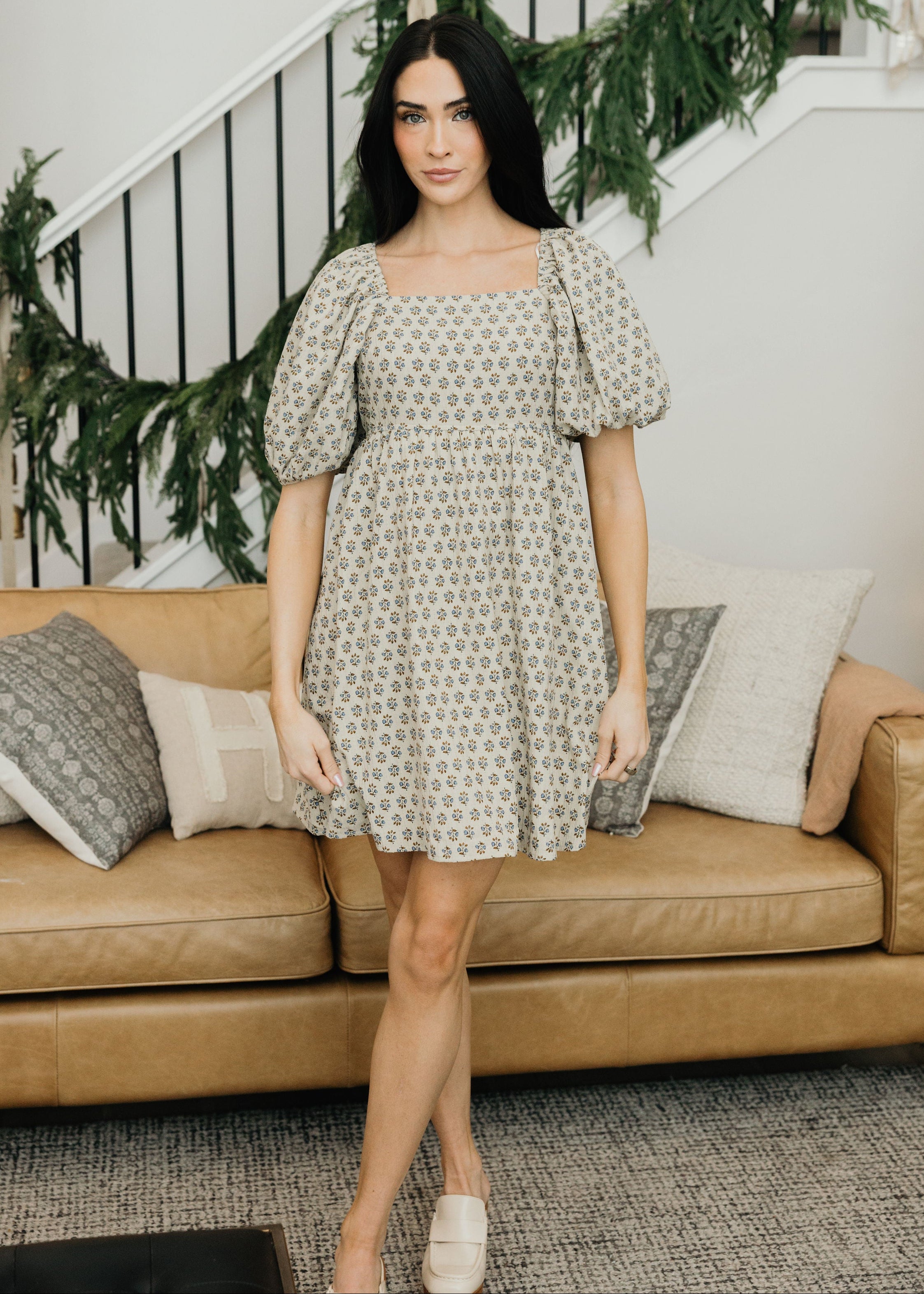 modest mini dresses Felicia in Magenta Small A woven jacquard mini dress featuring wide neckline Annika Modest Mini in Dusty