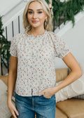 ROMANTIC RUFFLE BLOUSE IN DOTTED COTTAGE