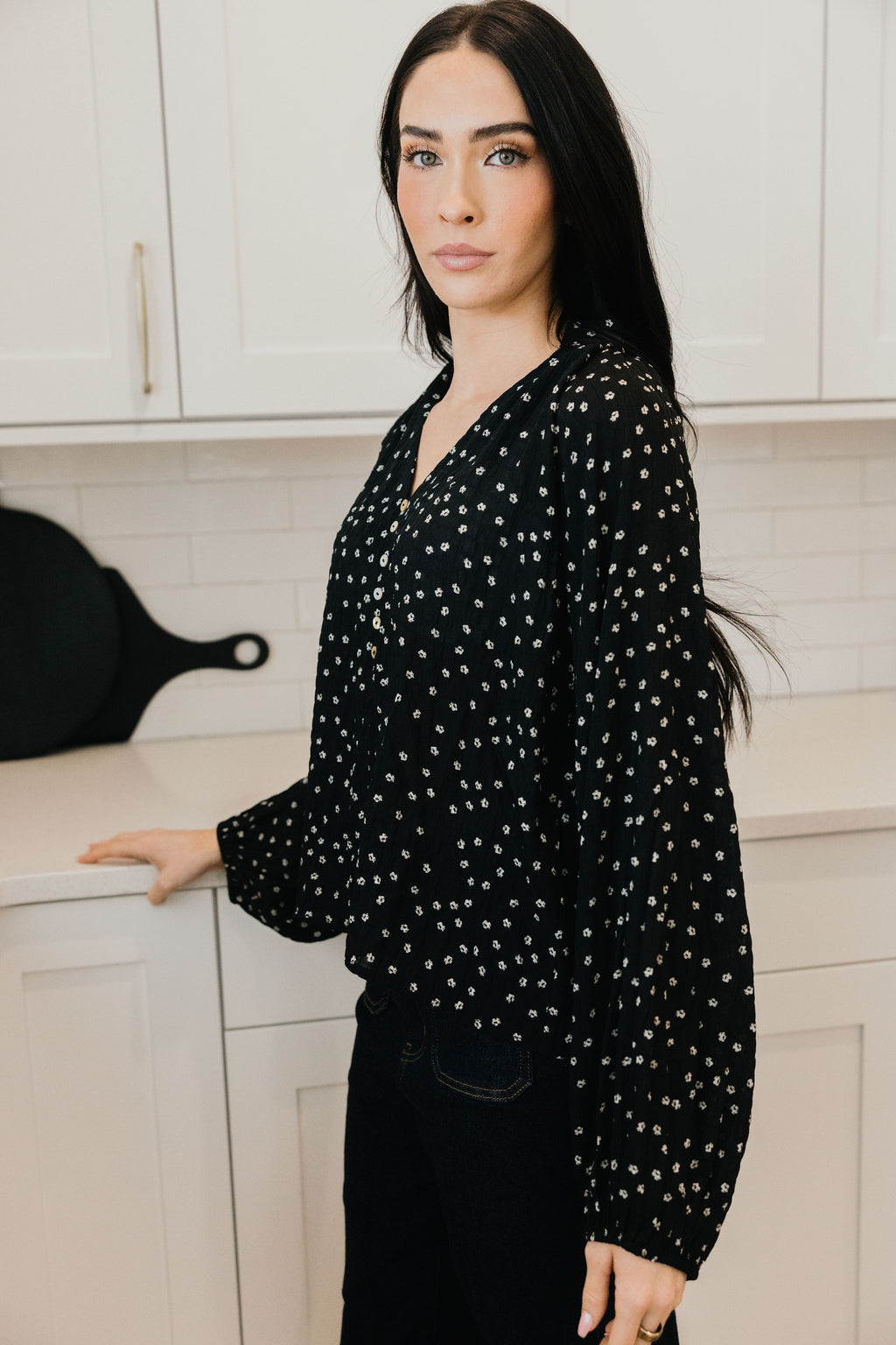 BOHO BUTTON BLOUSE IN HIDDEN GARDEN