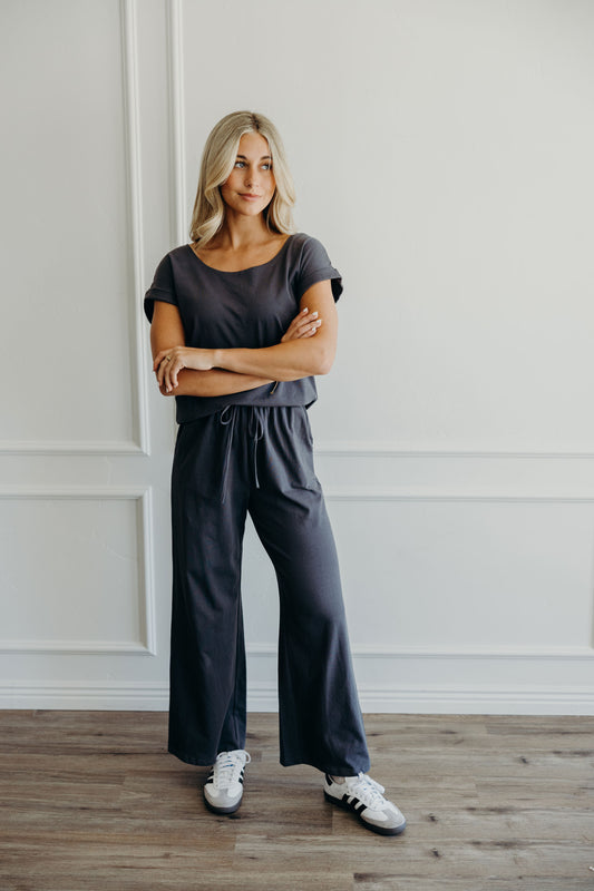 WIDE LEG LOUNGE PANTS IN MOONSTONE