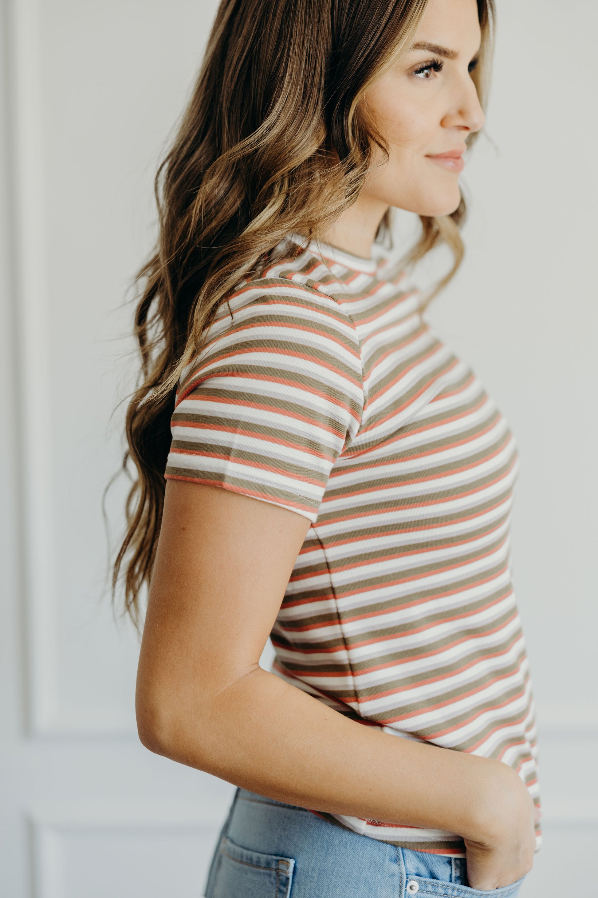 Short sleeve tee with southwest striped pallet.