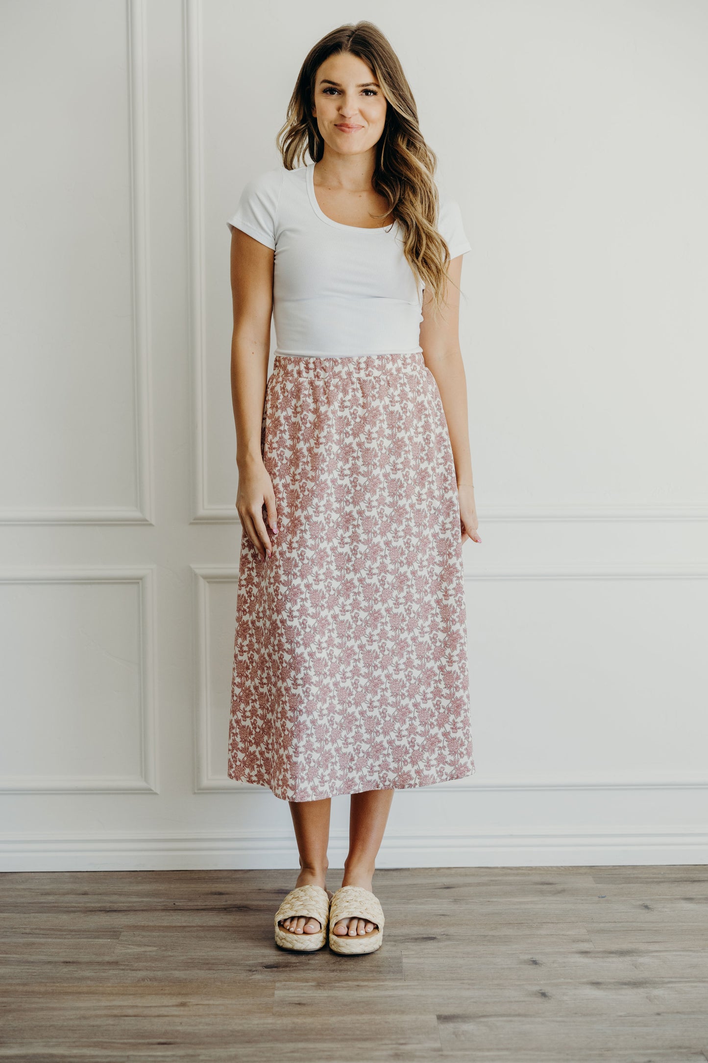 MIDI SKIRT IN MISTY ROSE