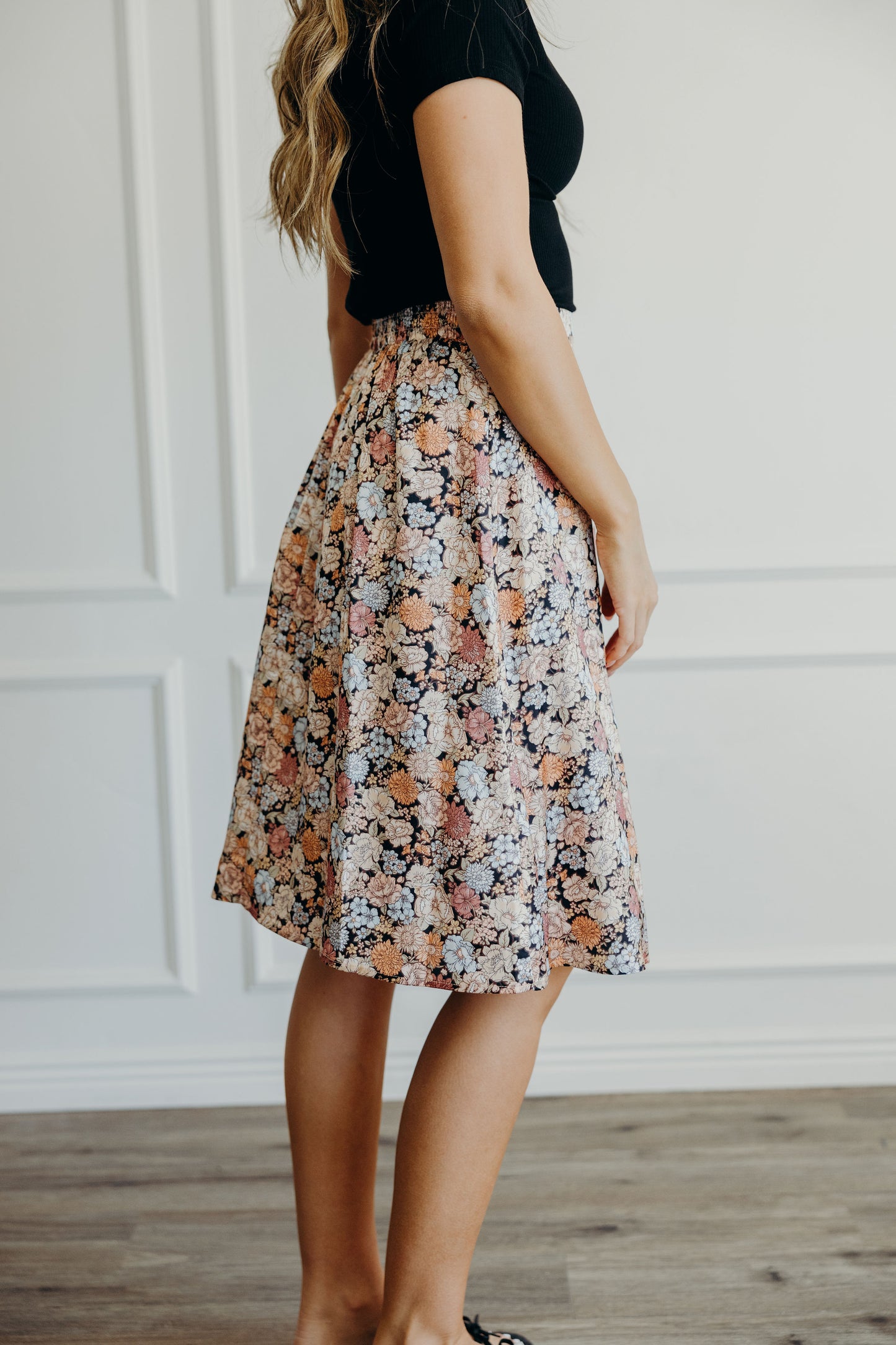 MIDI SLIP SKIRT IN GARDEN PARTY