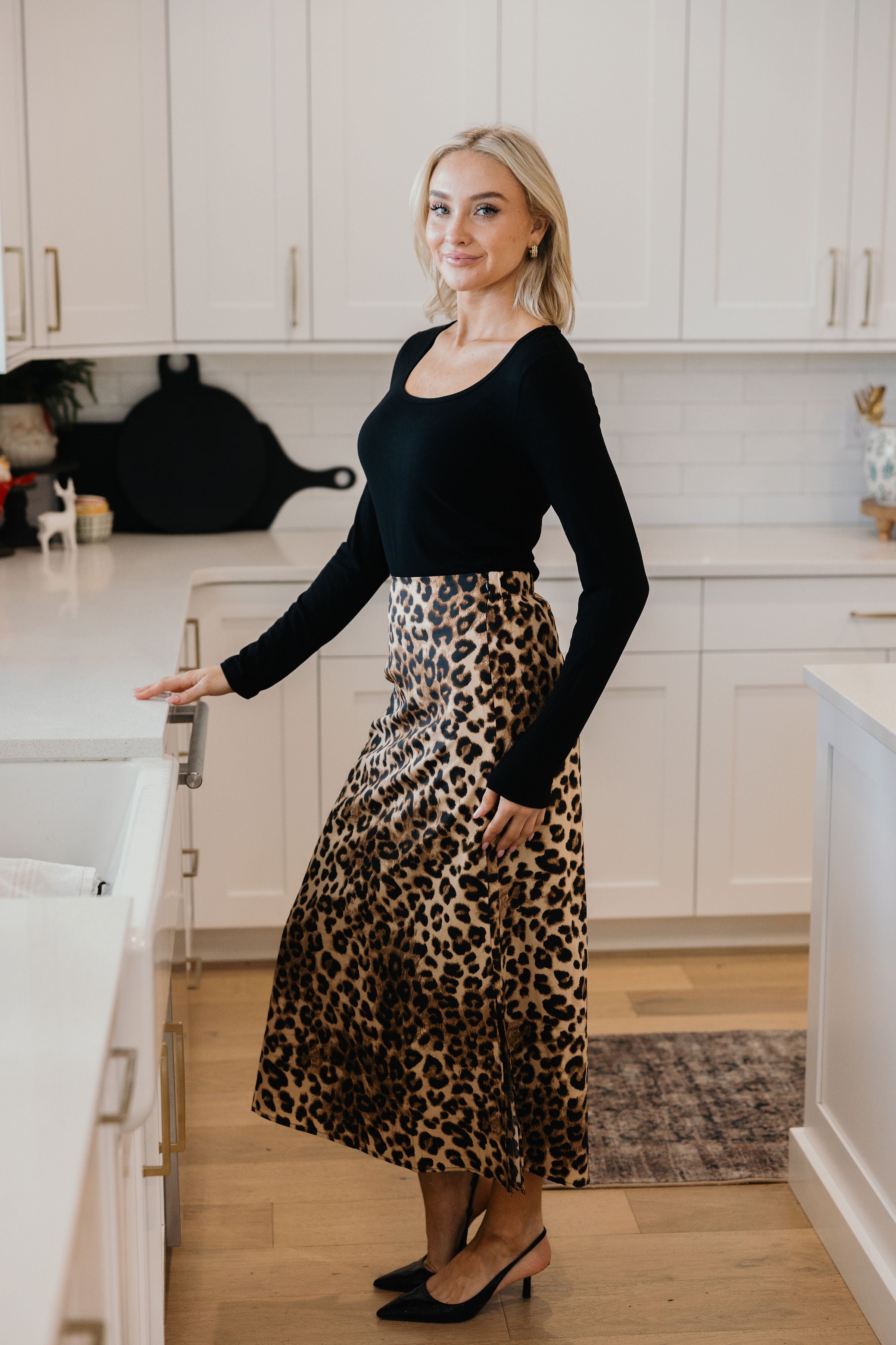 SLIP SKIRT IN LEOPARD FINAL SALE