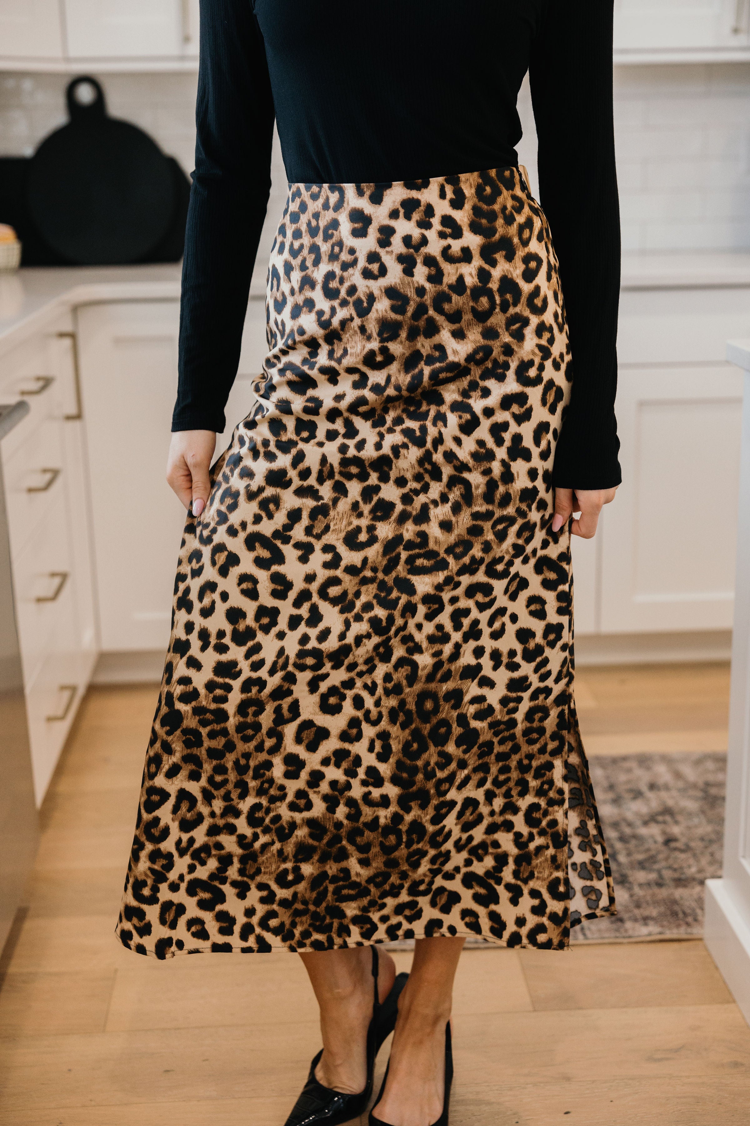 SLIP SKIRT IN LEOPARD FINAL SALE