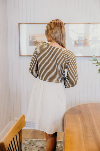 THE DAWN IN OLIVE STRIPED
