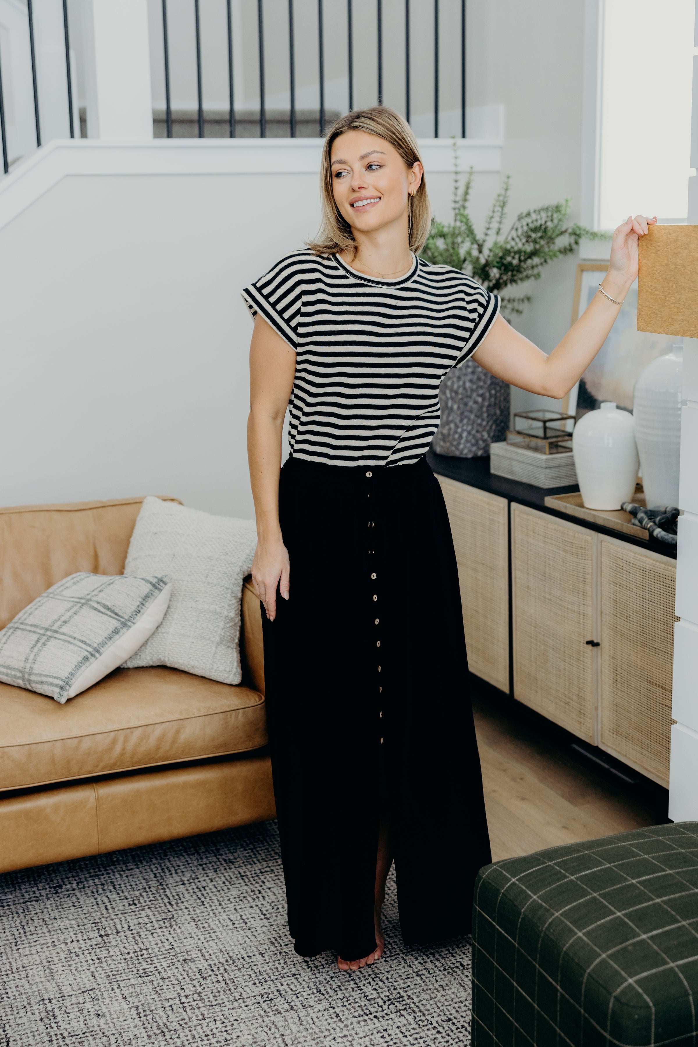 BUTTON FRONT SLIT MAXI IN BLACK FINAL SALE