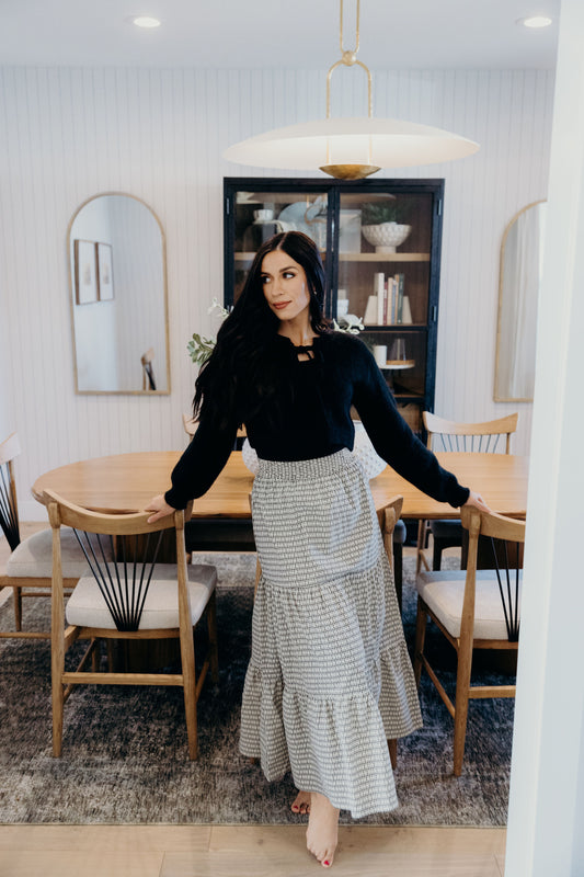 TIERED MAXI SKIRT IN PICNIC FLORALS