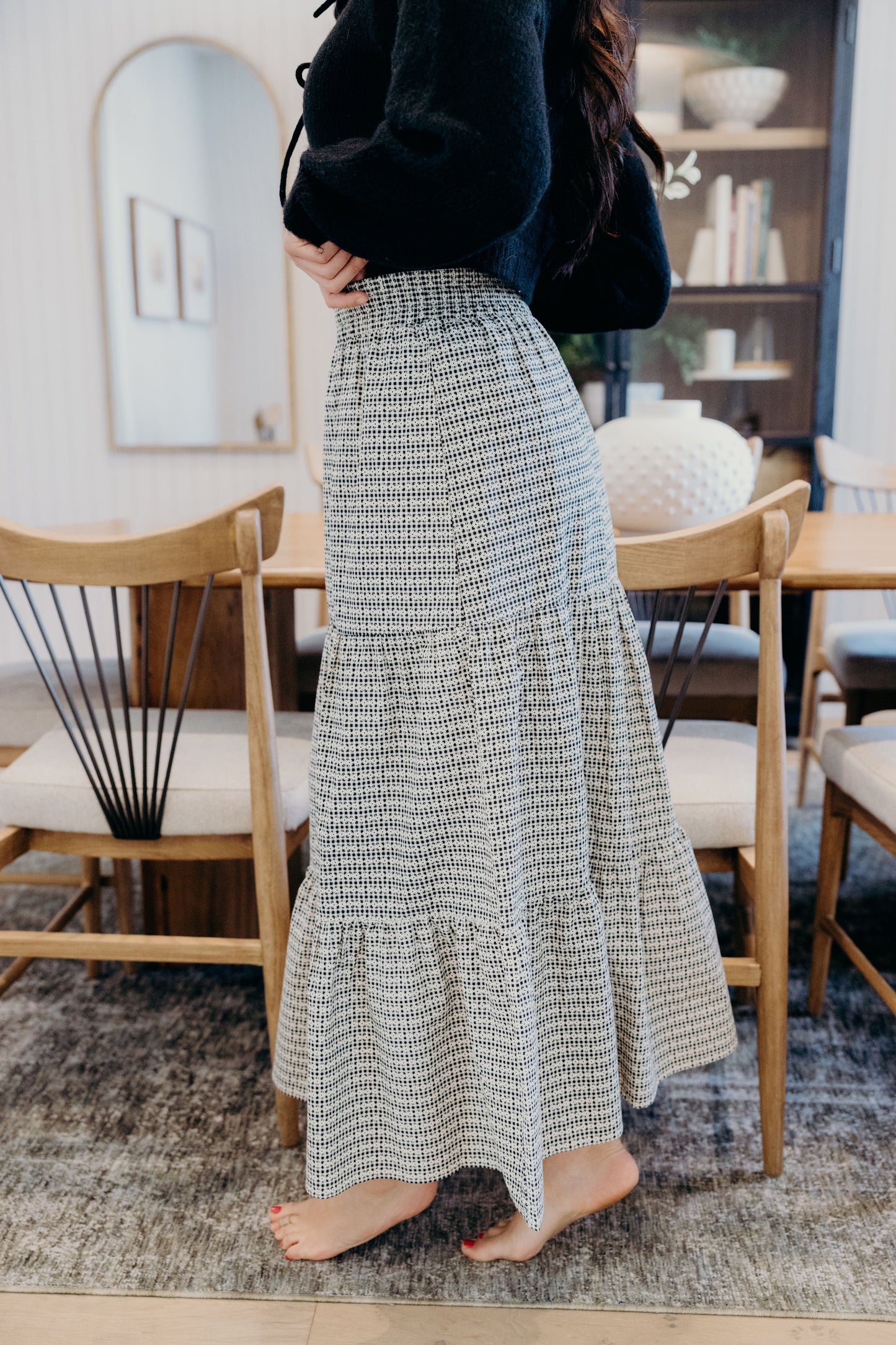 TIERED MAXI SKIRT IN PICNIC FLORALS