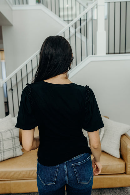 BUBBLE SLEEVE BLOUSE IN BLACK