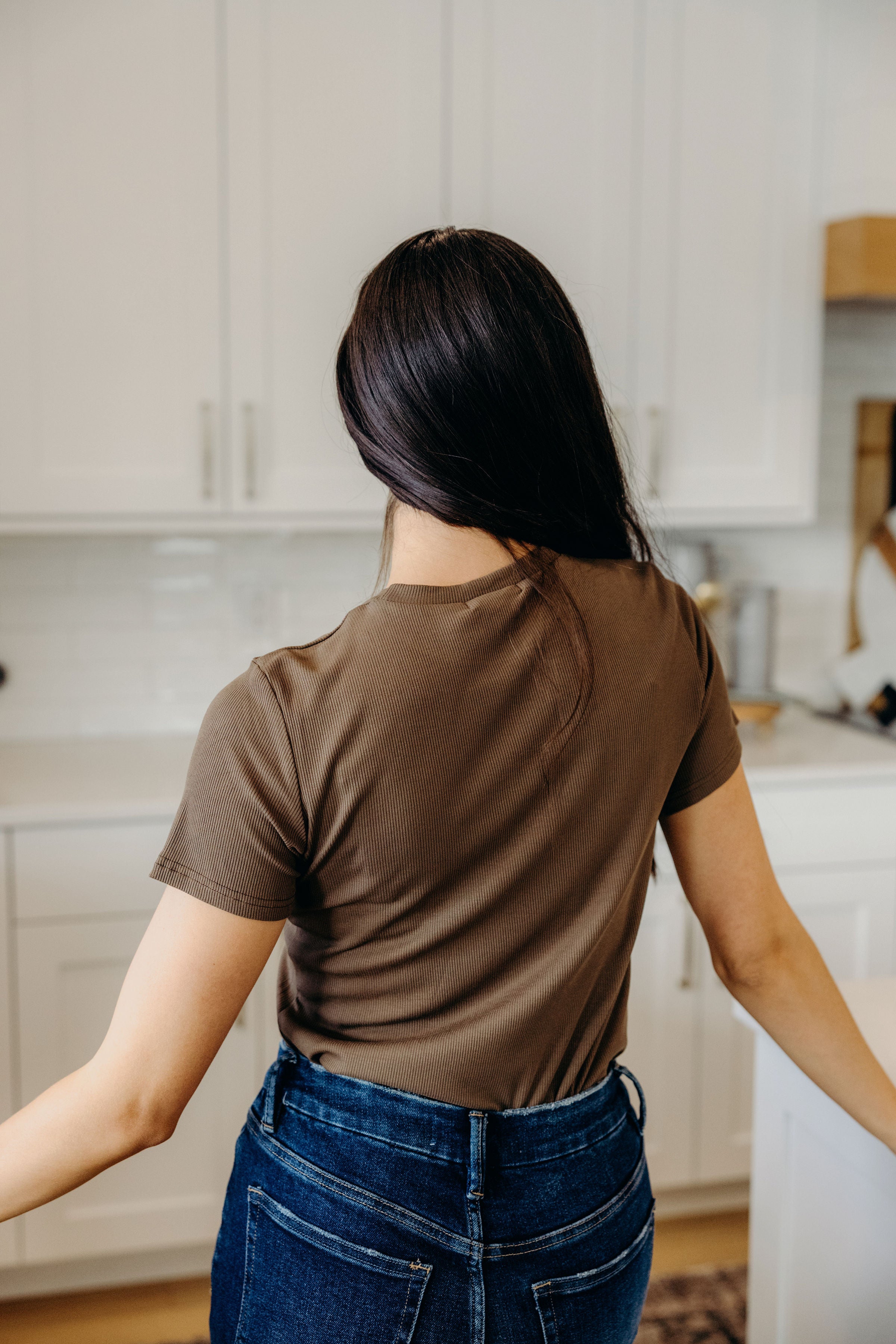 SHORT SLEEVE RIBBED TEE IN LAUREL OAK FINAL SALE