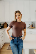 SHORT SLEEVE RIBBED TEE IN RUSTIC BROWN FINAL SALE