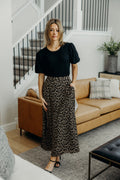 MAXI SLIP SKIRT IN LEOPARD