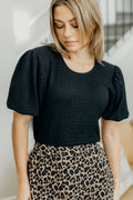 PUFF SLEEVE TOP IN BLACK