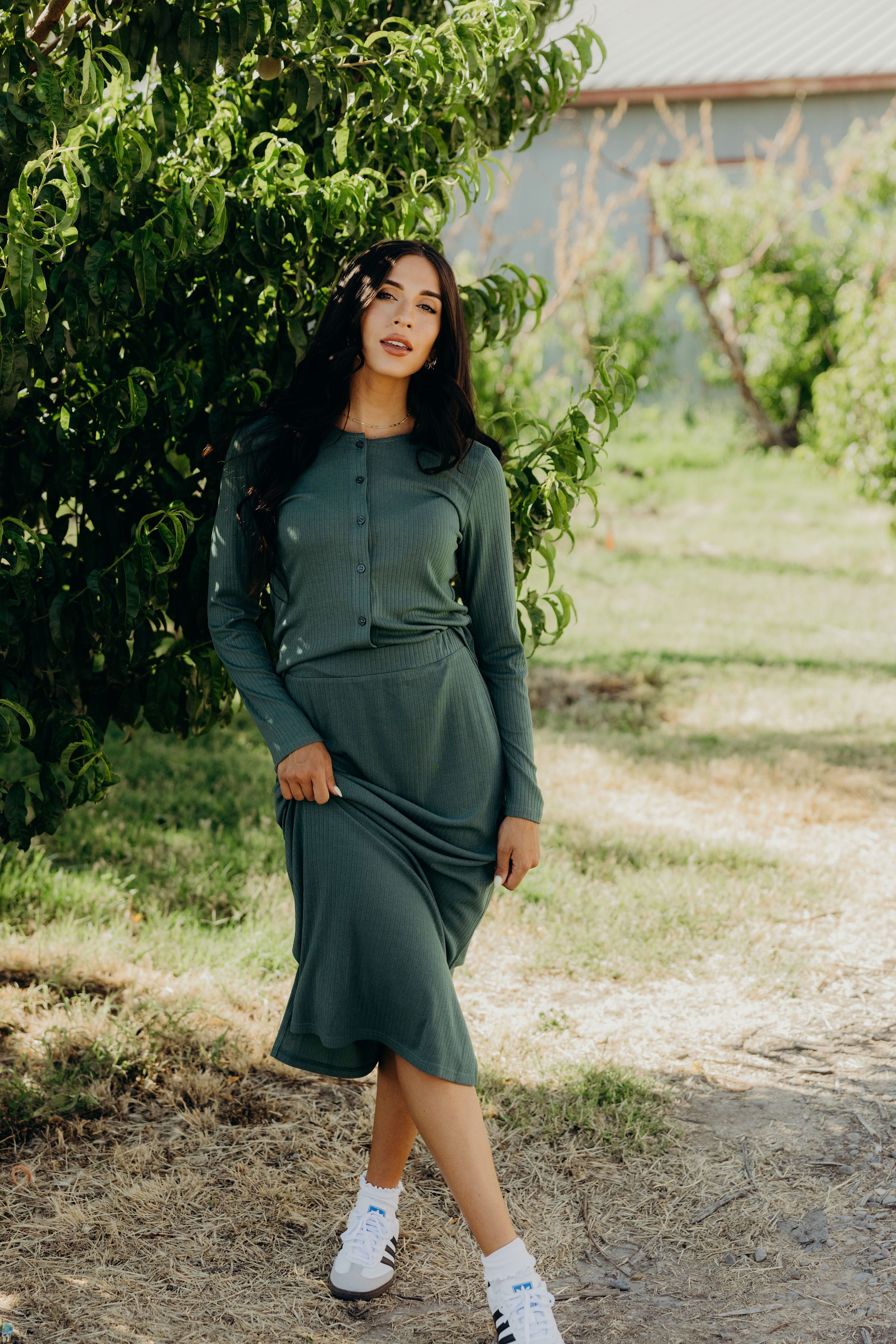 POINTELLE BUTTON CARDIGAN IN TENNIS COURT