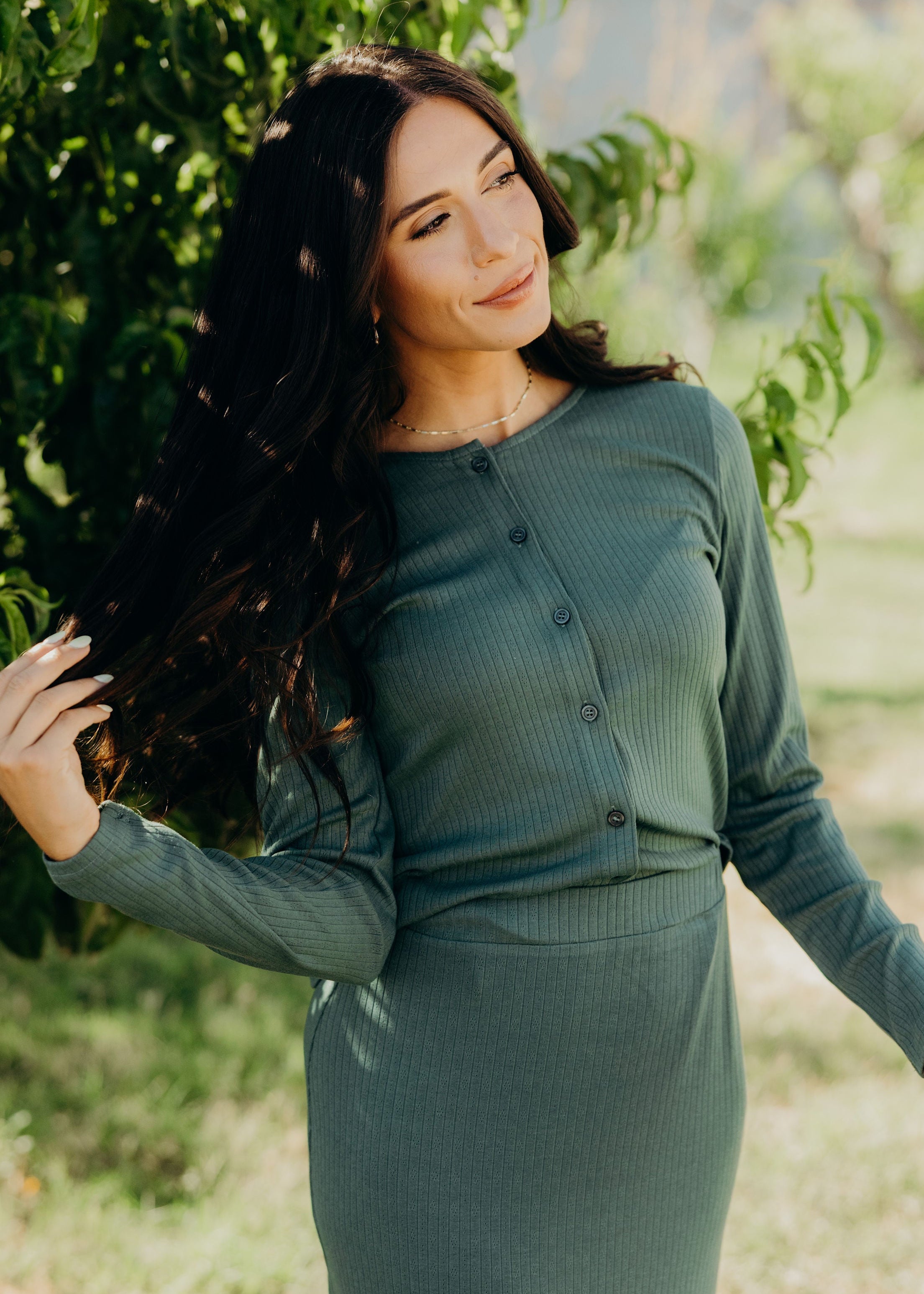 POINTELLE BUTTON CARDIGAN IN TENNIS COURT