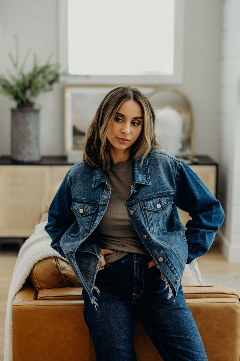 HIGH NECK LONG SLEEVE TEE IN CLOVE FINAL SALE