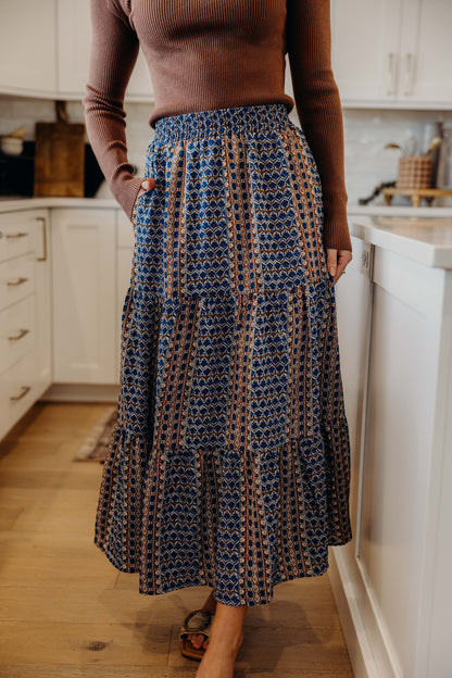 TIERED MAXI SKIRT IN MOROCCAN SPICE