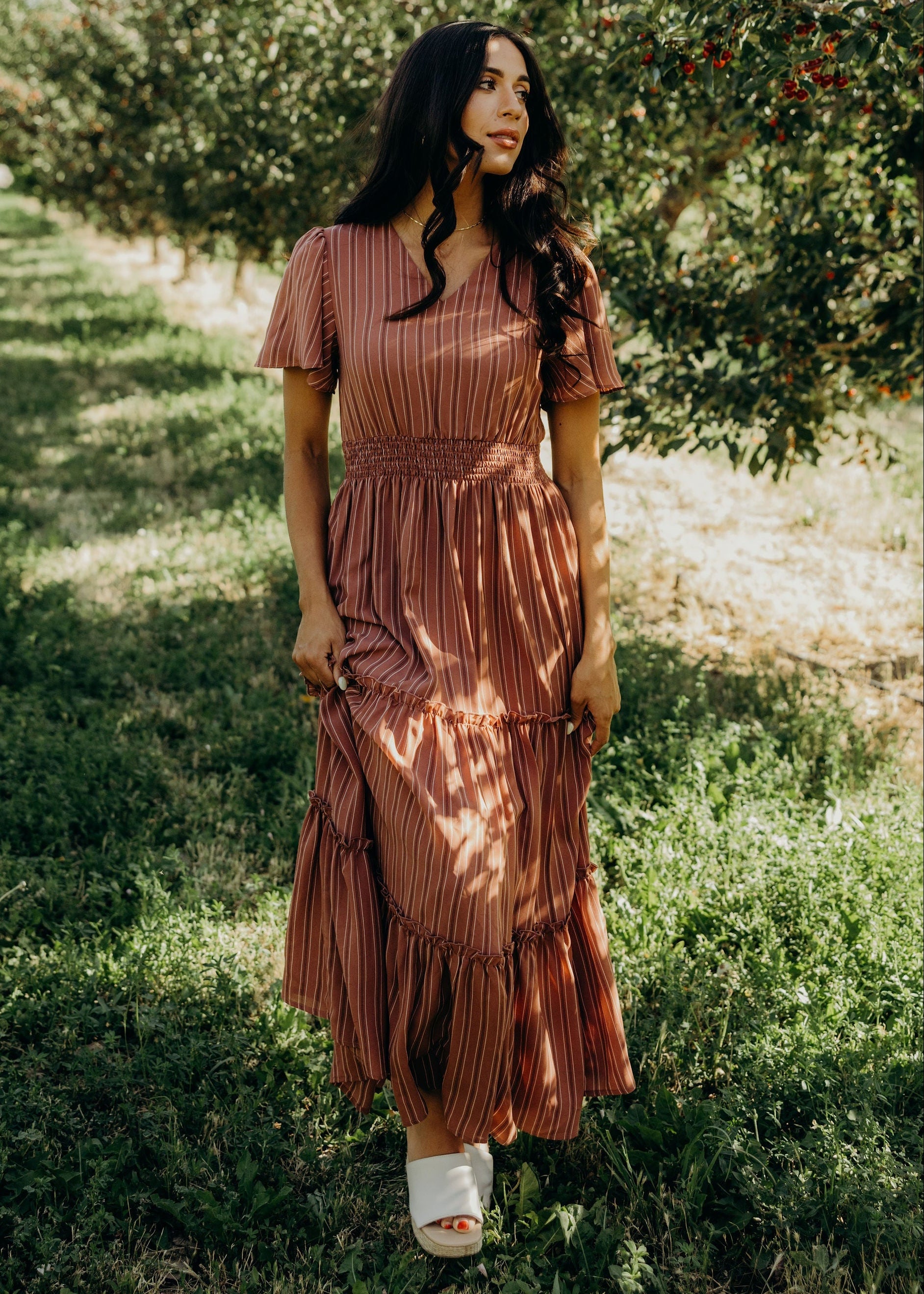 The Eden Dress in Heartstone Stripe, XS