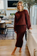 MIDI SWEATER SKIRT IN MAPLE FINAL SALE