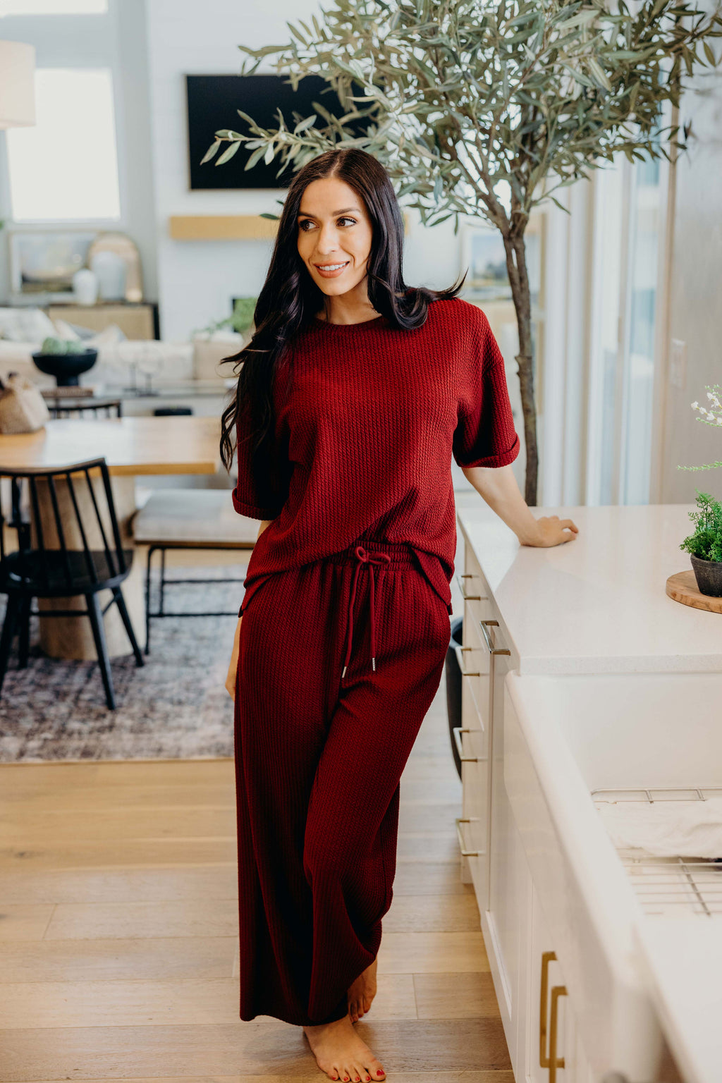 TEXTURED KNIT TOP IN CRANAPPLE