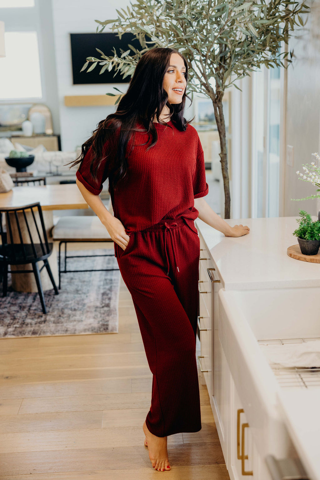 TEXTURED KNIT TOP IN CRANAPPLE