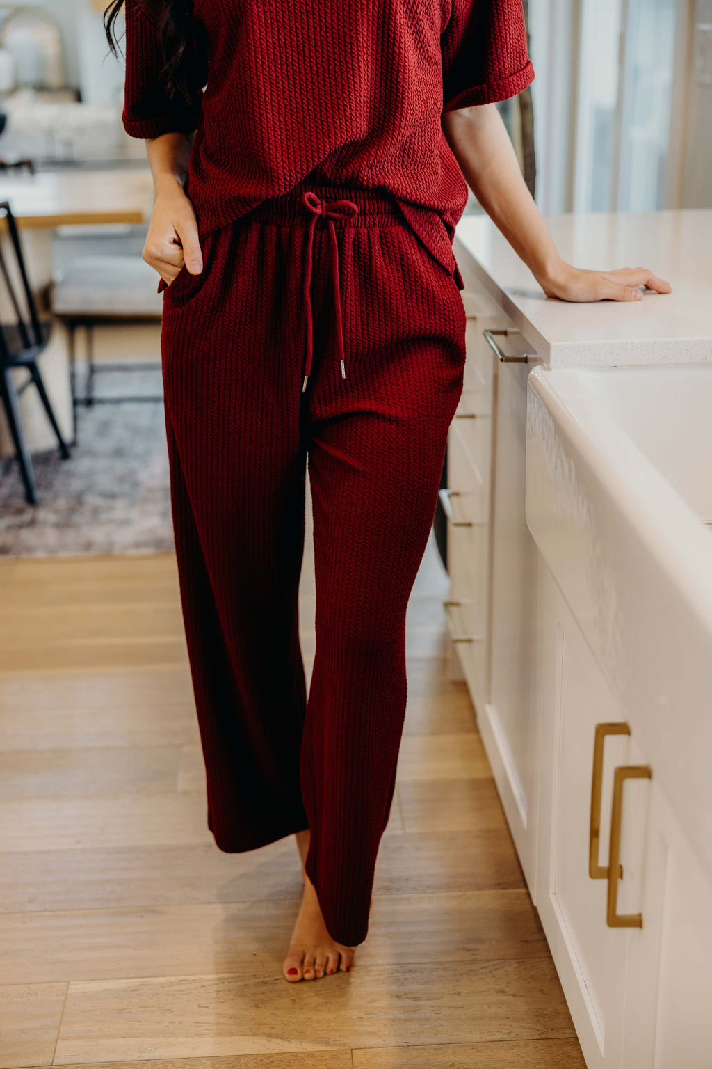 TEXTURED KNIT PANT IN CRANAPPLE FINAL SALE
