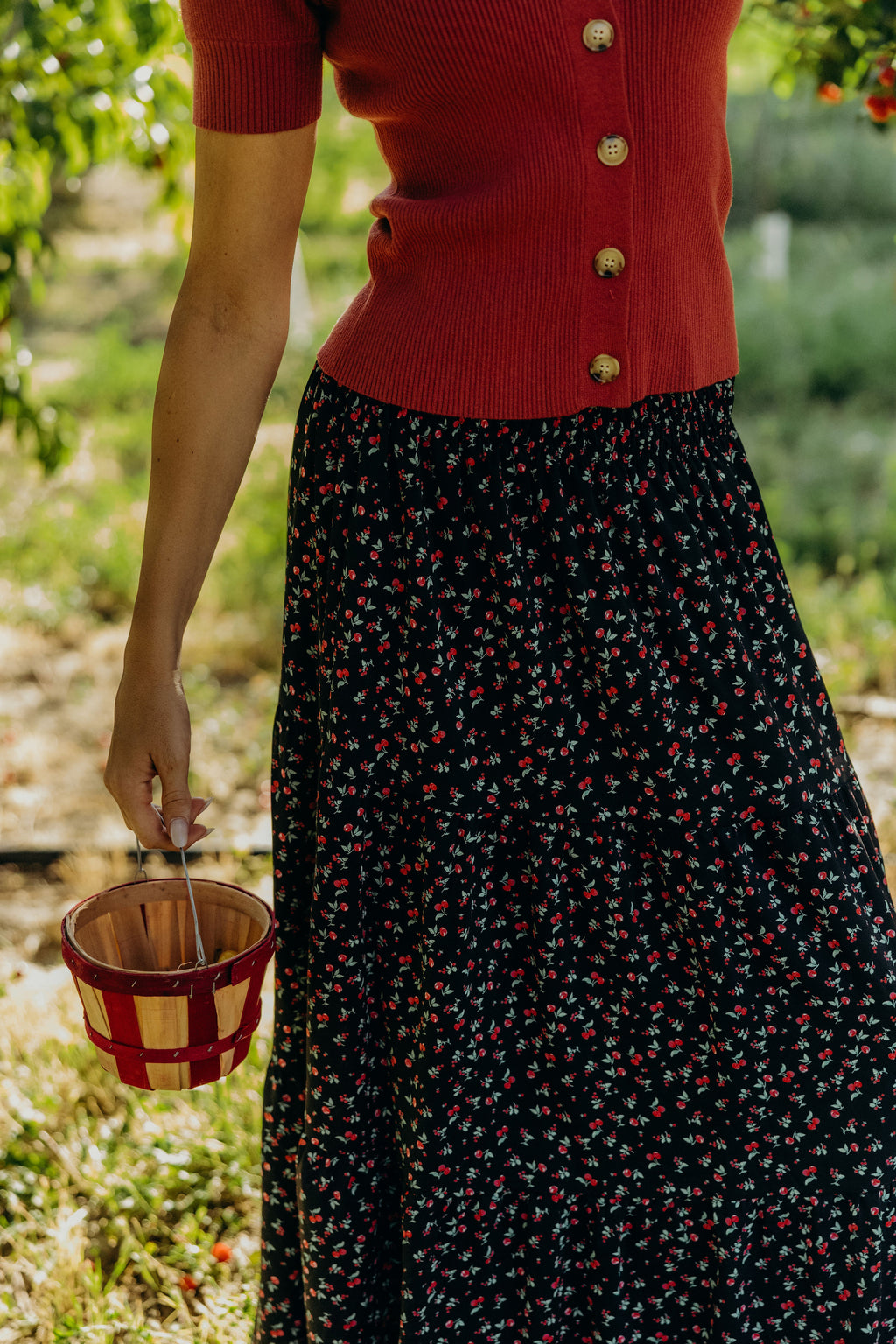 MAXI SKIRT IN CHERRY PUNCH