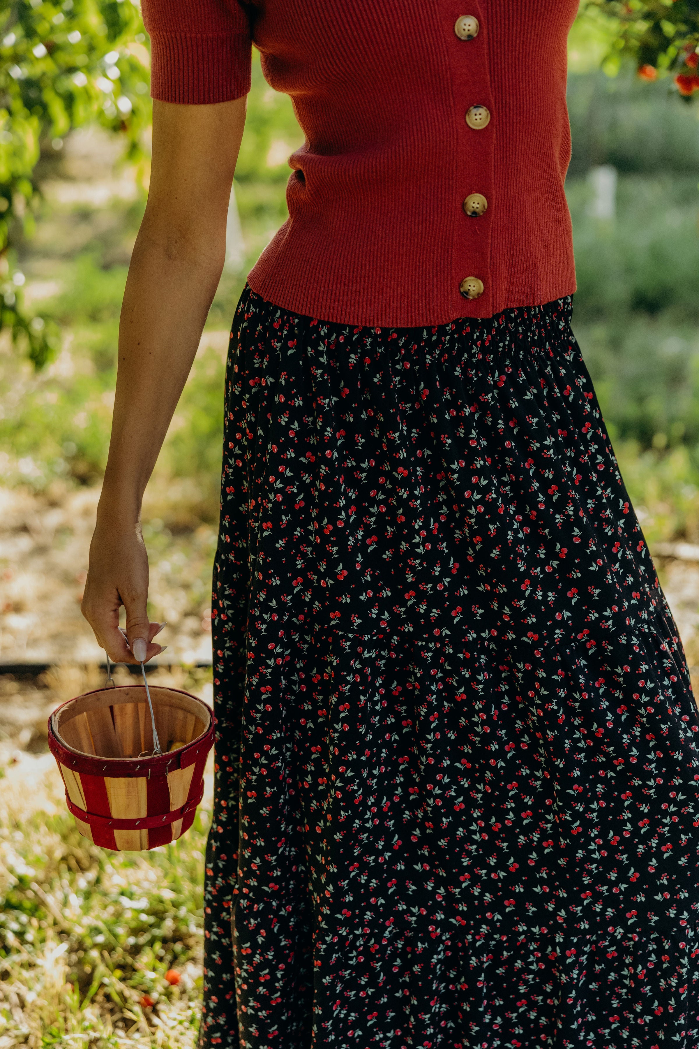 MAXI SKIRT IN CHERRY PUNCH
