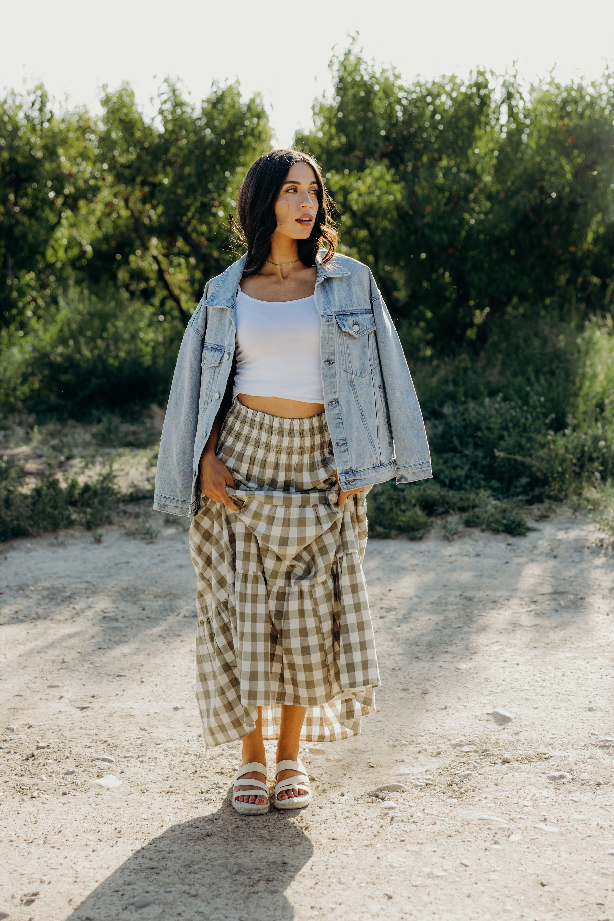MAXI SKIRT IN WILLOW CHECK