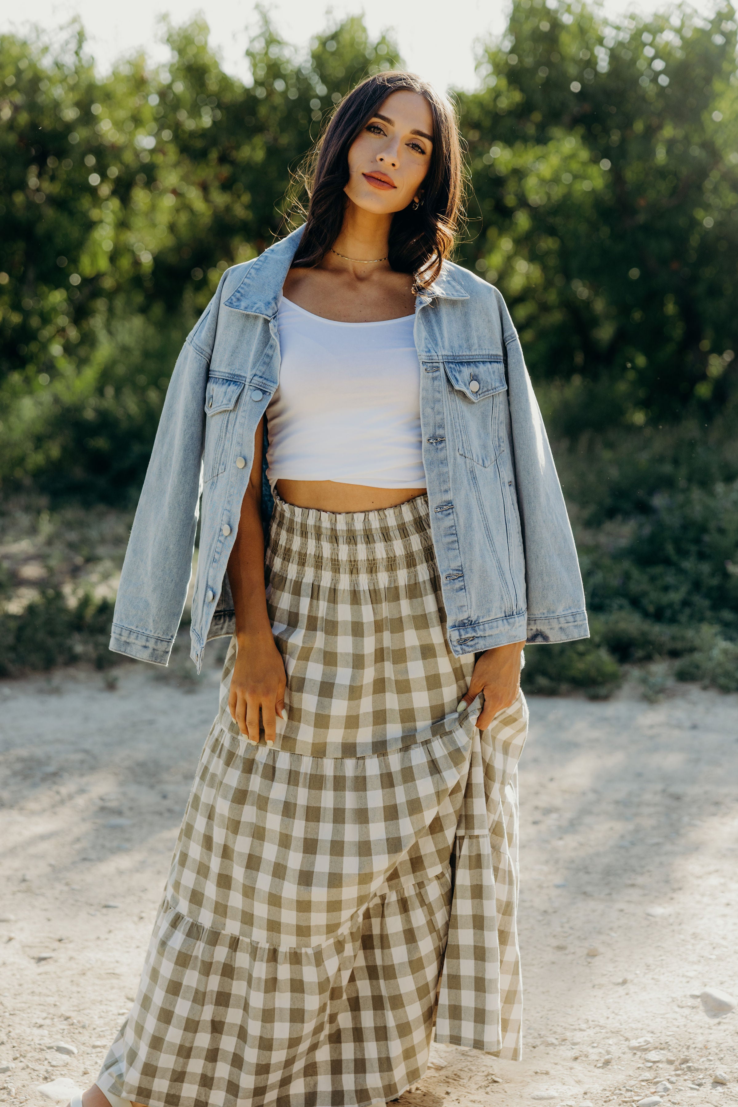 MAXI SKIRT IN WILLOW CHECK