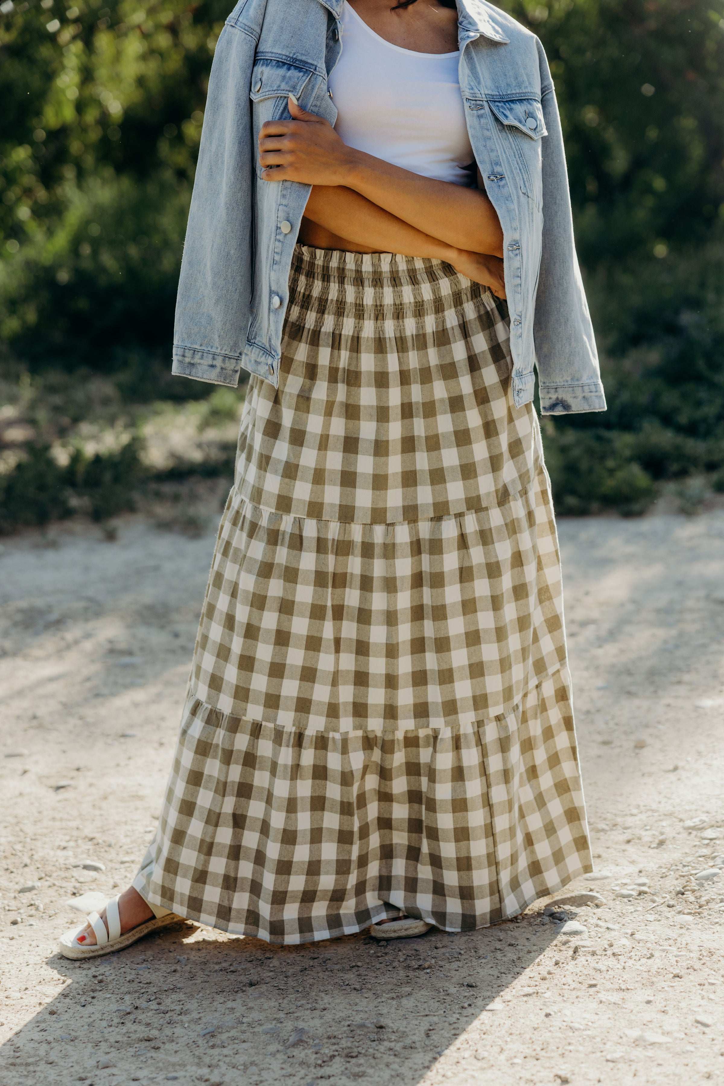 MAXI SKIRT IN WILLOW CHECK