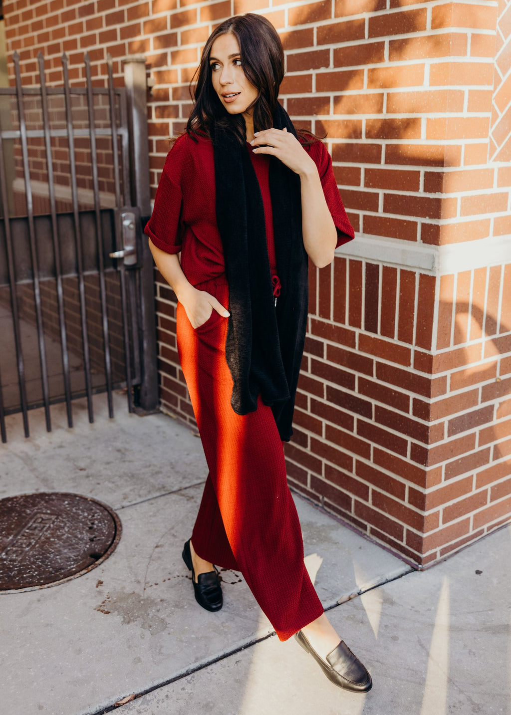 TEXTURED KNIT PANT IN CRANAPPLE FINAL SALE