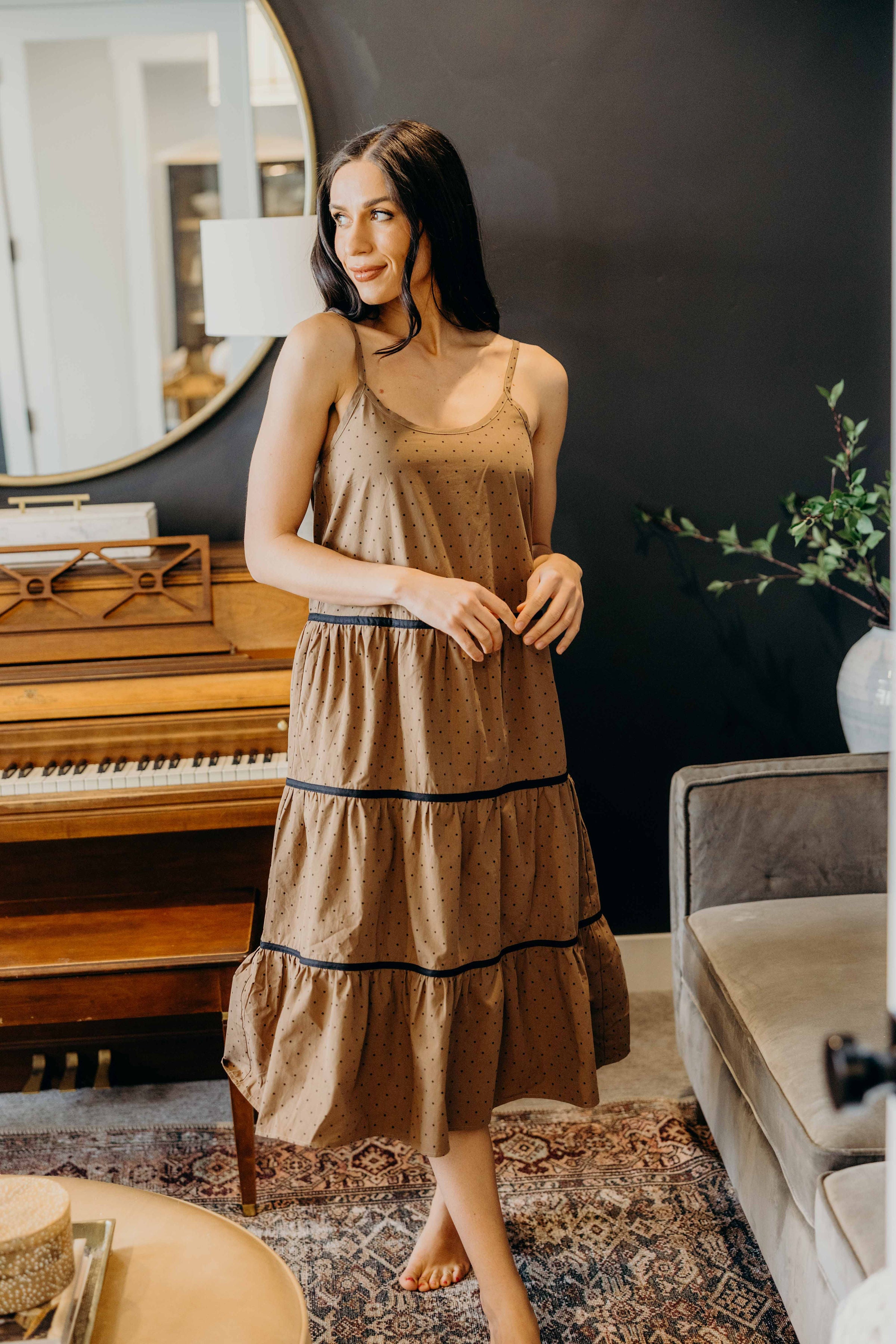 THE COLLYNS IN MOCHA DOT