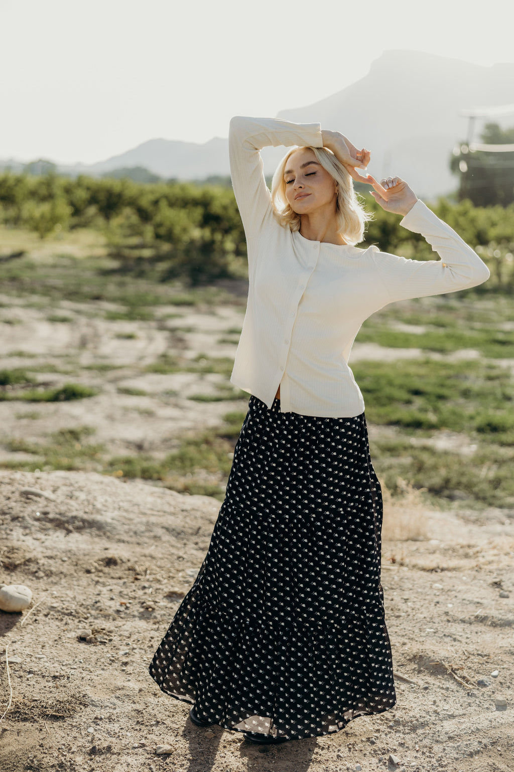 TIERED MAXI SKIRT IN TULIP DREAM