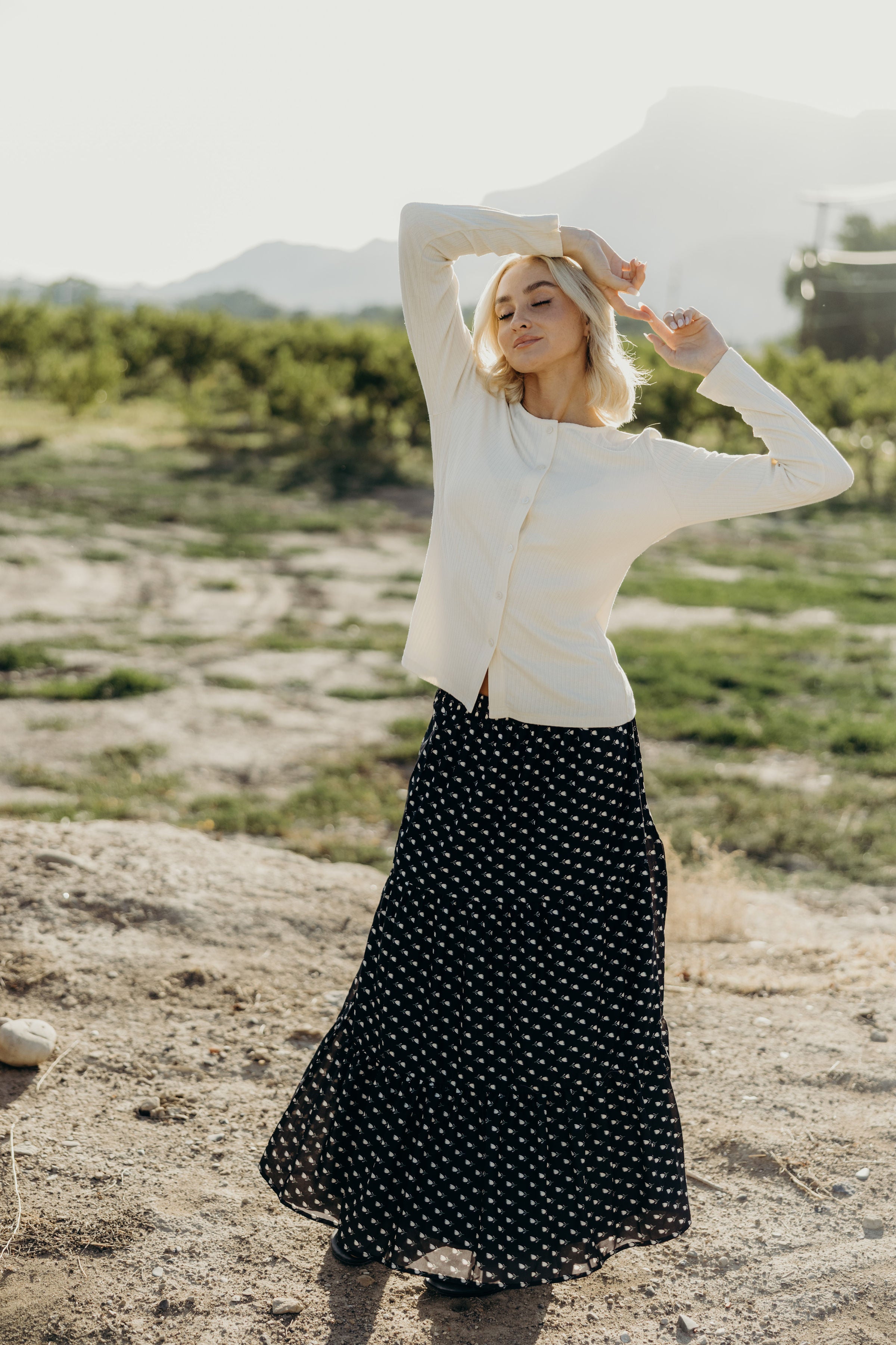 TIERED MAXI SKIRT IN TULIP DREAM