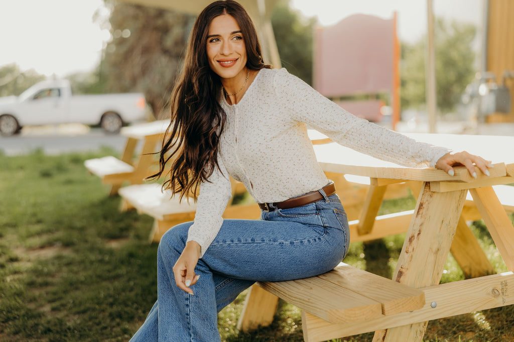 POINTELLE BUTTON CARDIGAN IN SPANISH VILLA FINAL SALE