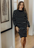 STRIPED KNIT SWEATER IN BLACK FINAL SALE
