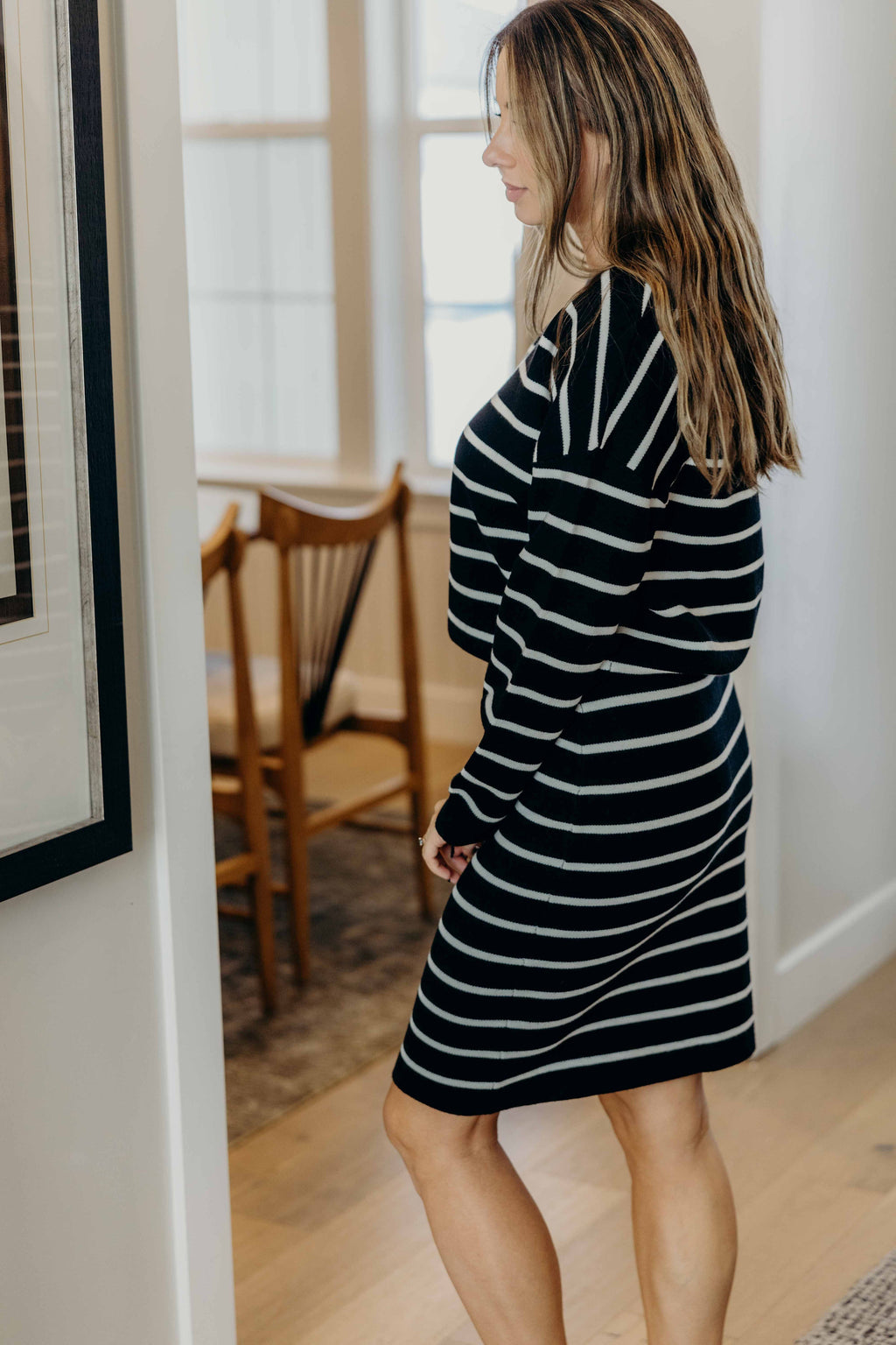 STRIPED KNIT SWEATER IN BLACK FINAL SALE