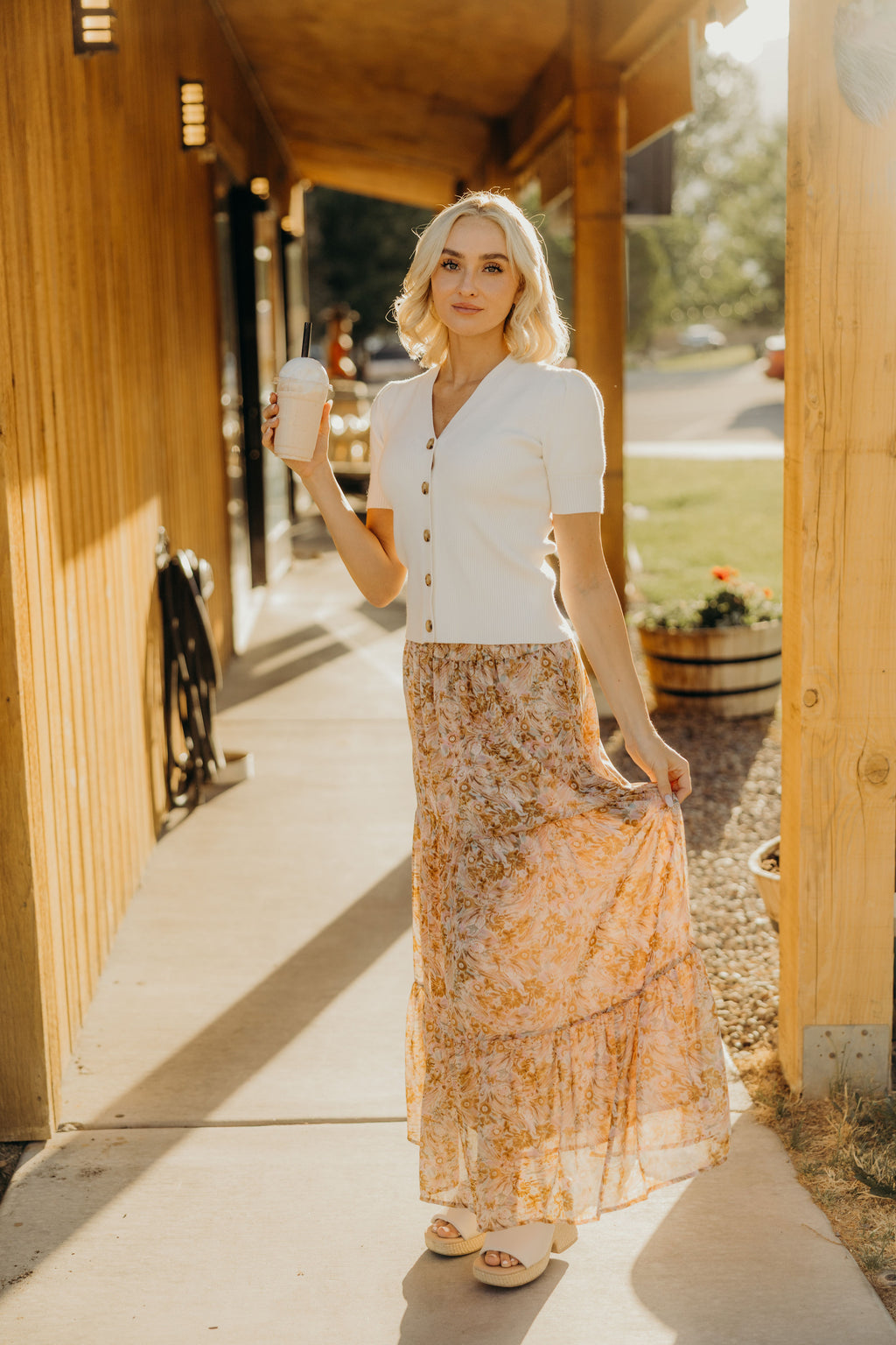 TIERED BOHO SKIRT IN SHERBET PINK FINAL SALE