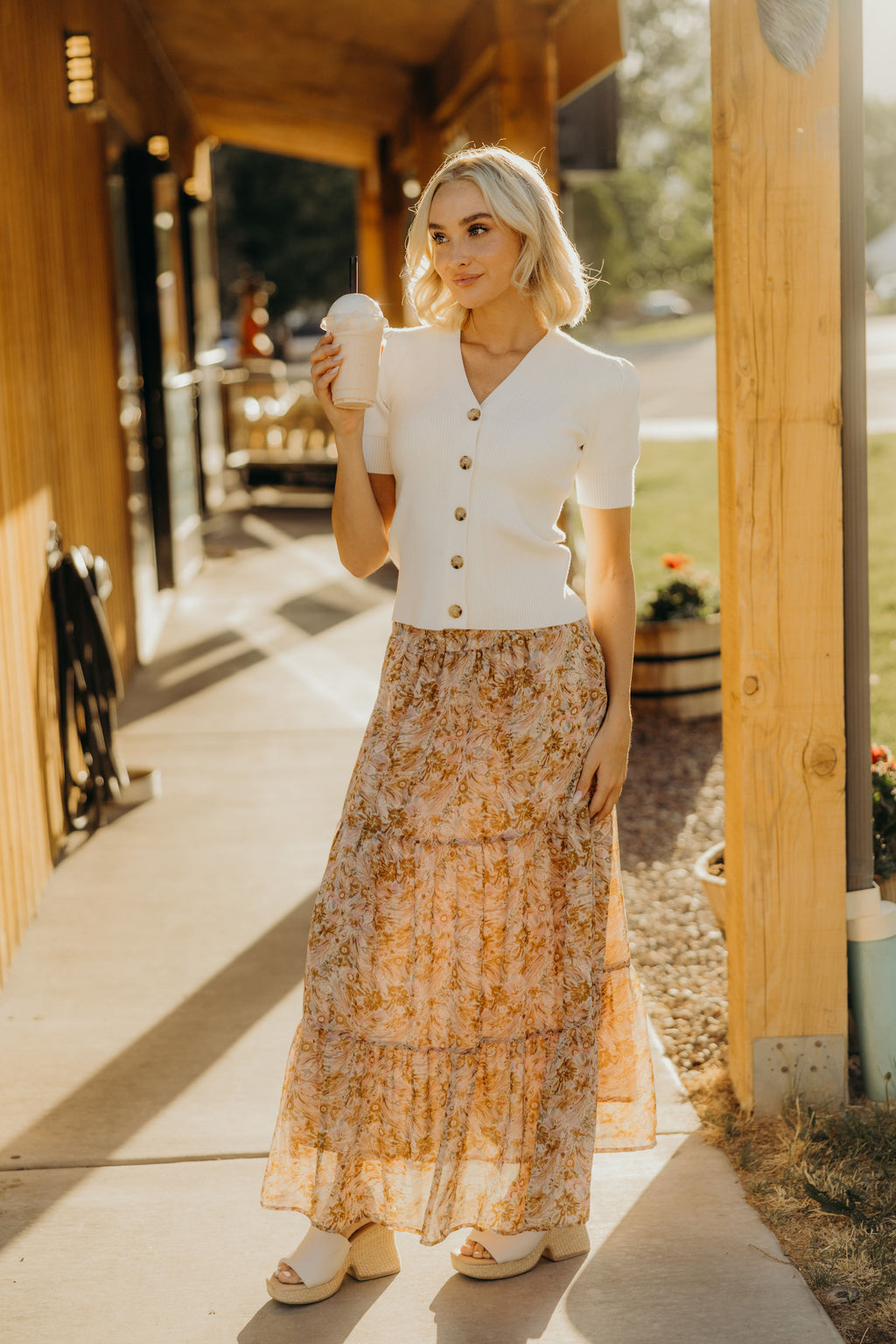 TIERED BOHO SKIRT IN SHERBET PINK FINAL SALE