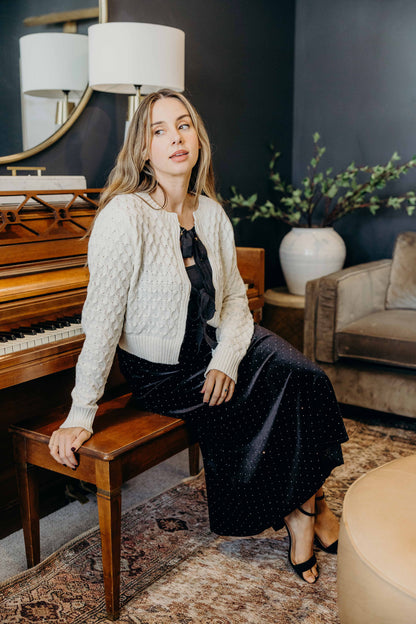 YARN KNIT CARDI IN MARSHMALLOW