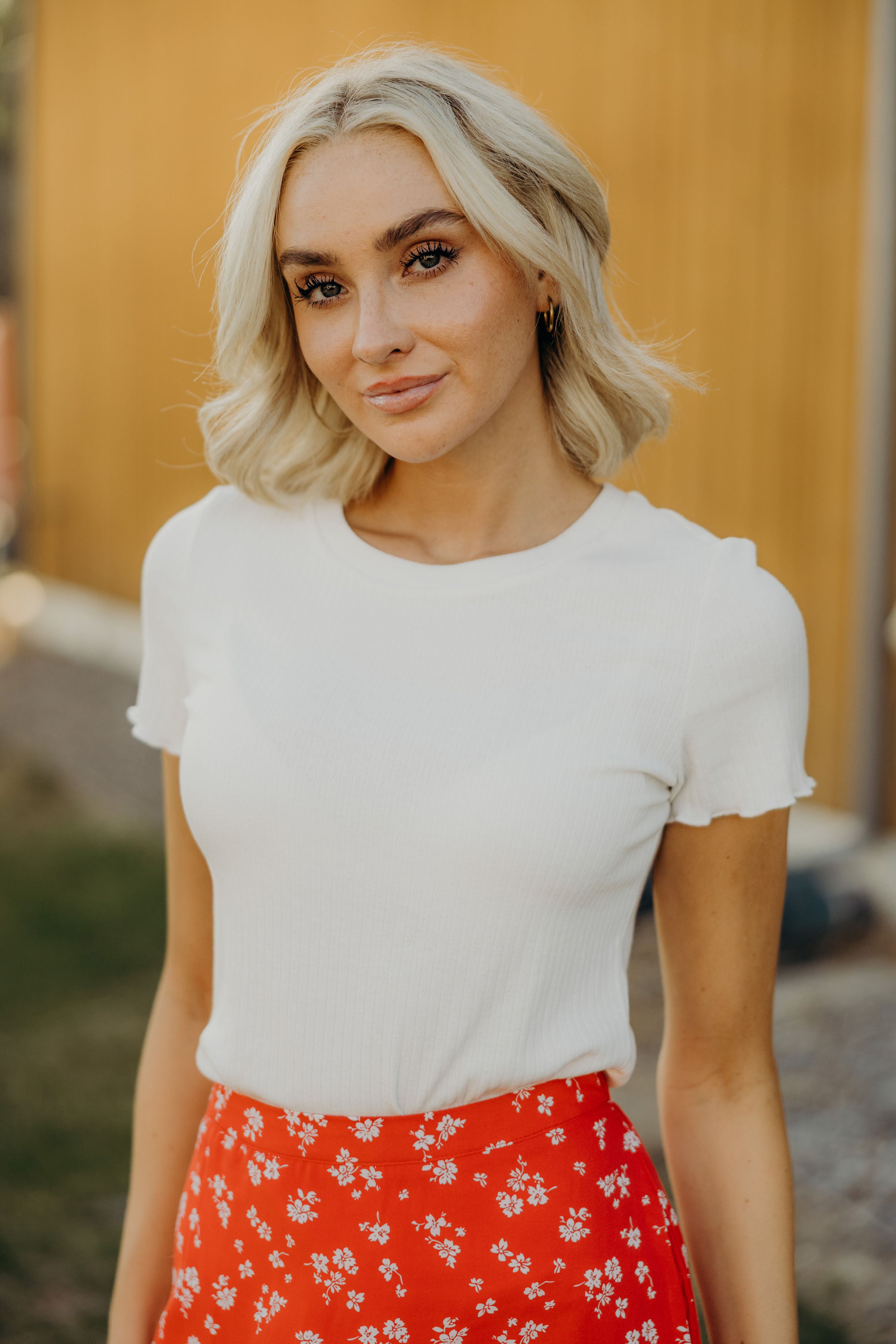 LETTUCE EDGE POINTELLE TEE IN WHITE