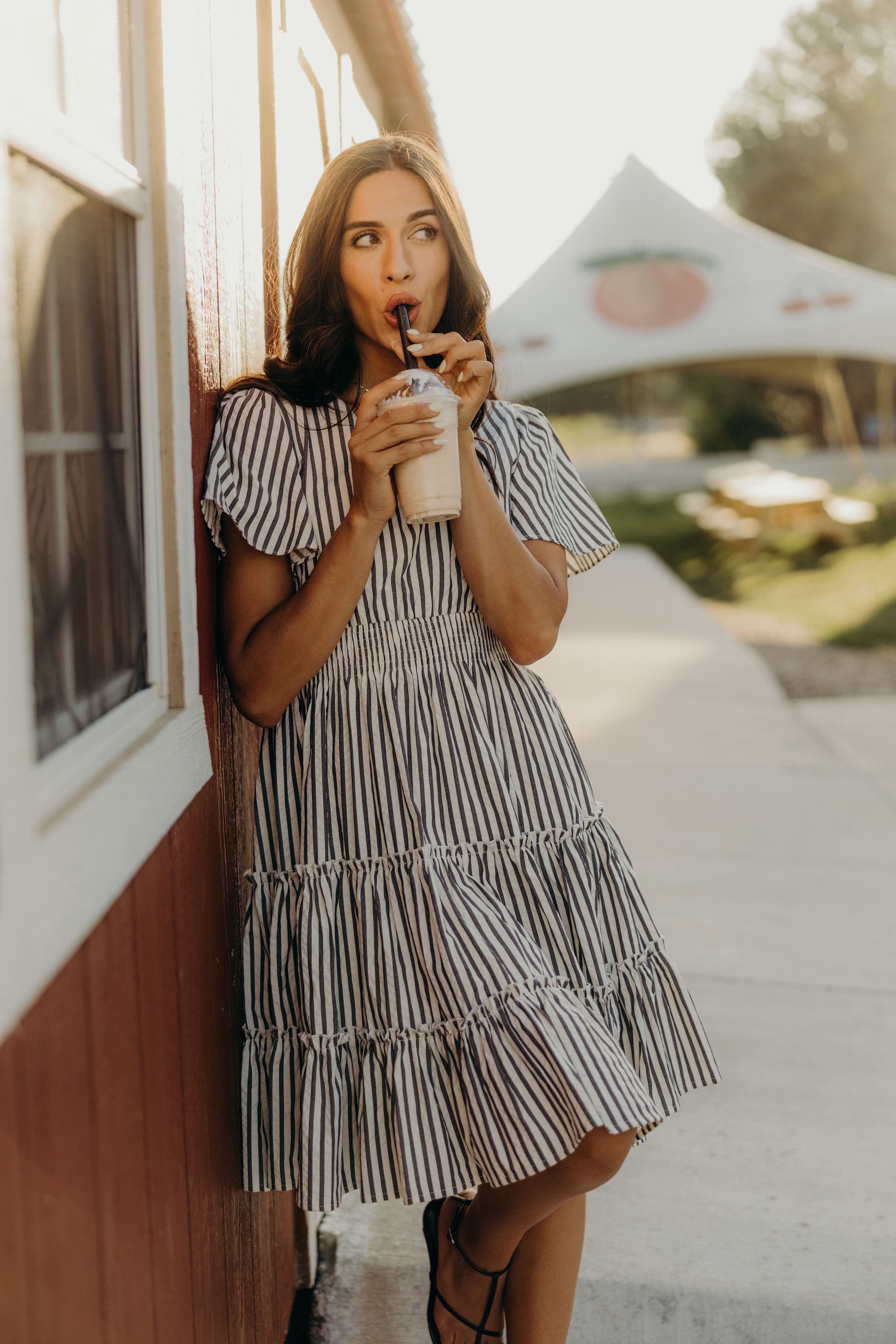 THE JEMMA IN CHARCOAL STRIPE