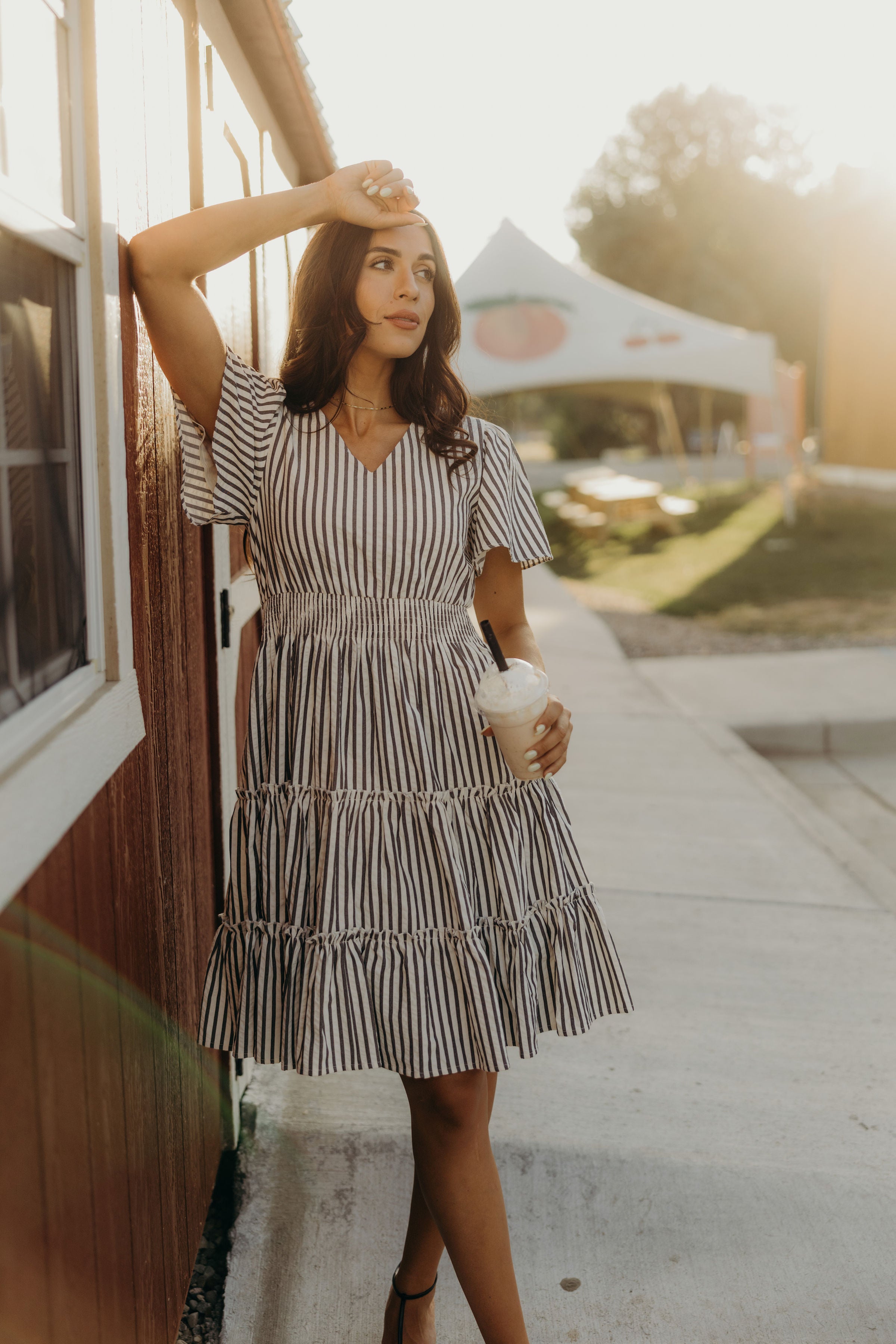 THE JEMMA IN CHARCOAL STRIPE