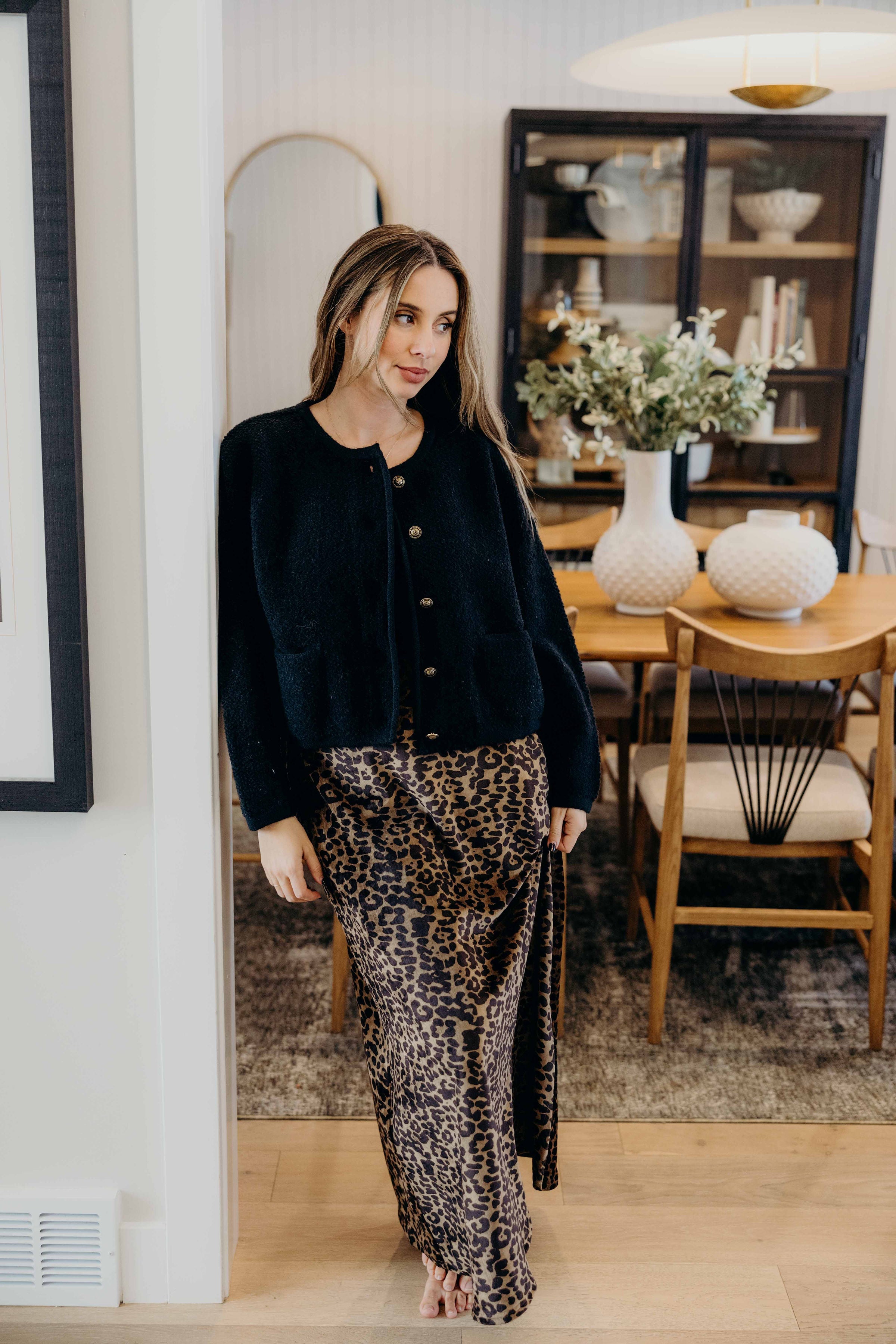 MAXI SLIP SKIRT IN SAVANNA SPOTS FINAL SALE