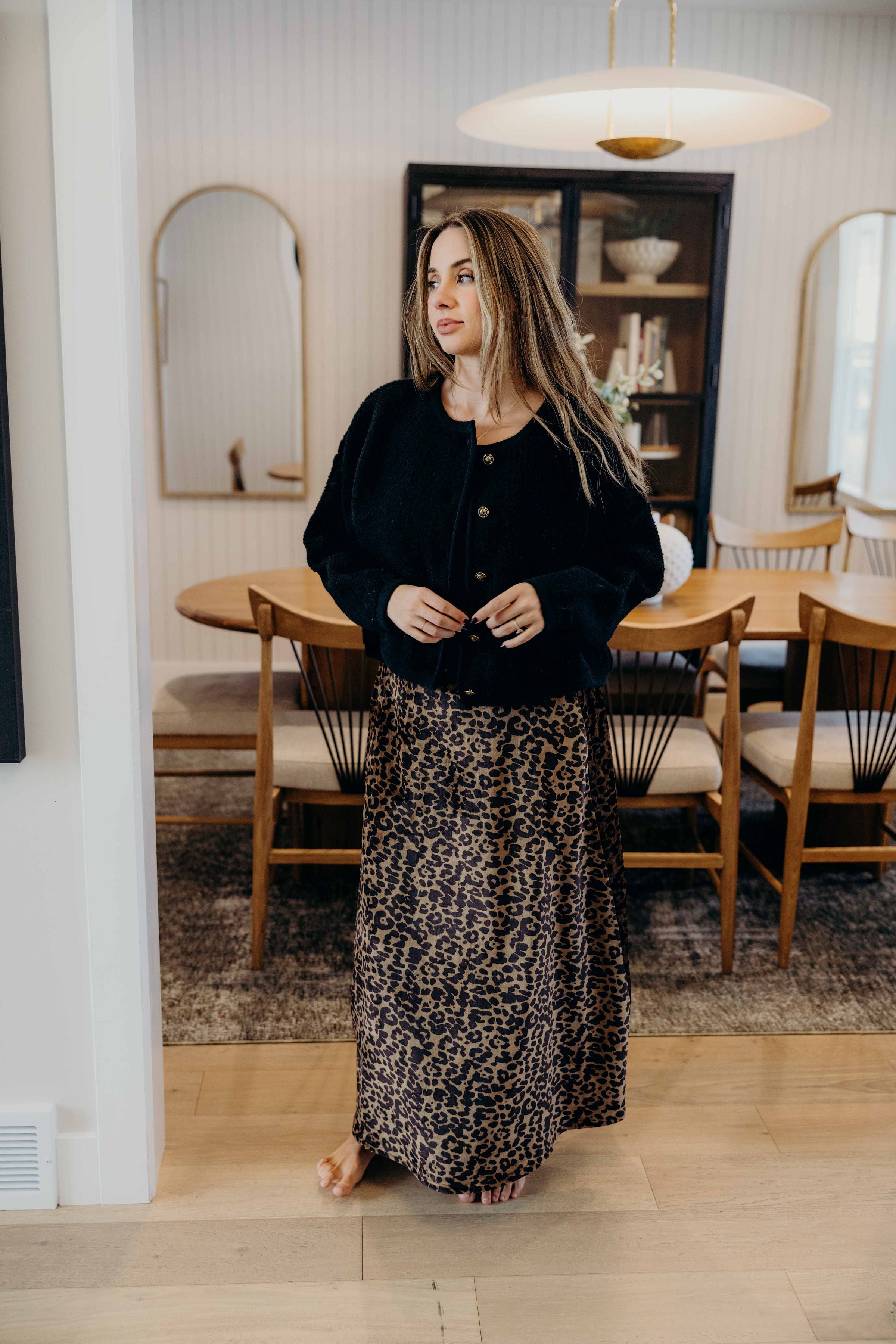 MAXI SLIP SKIRT IN SAVANNA SPOTS FINAL SALE