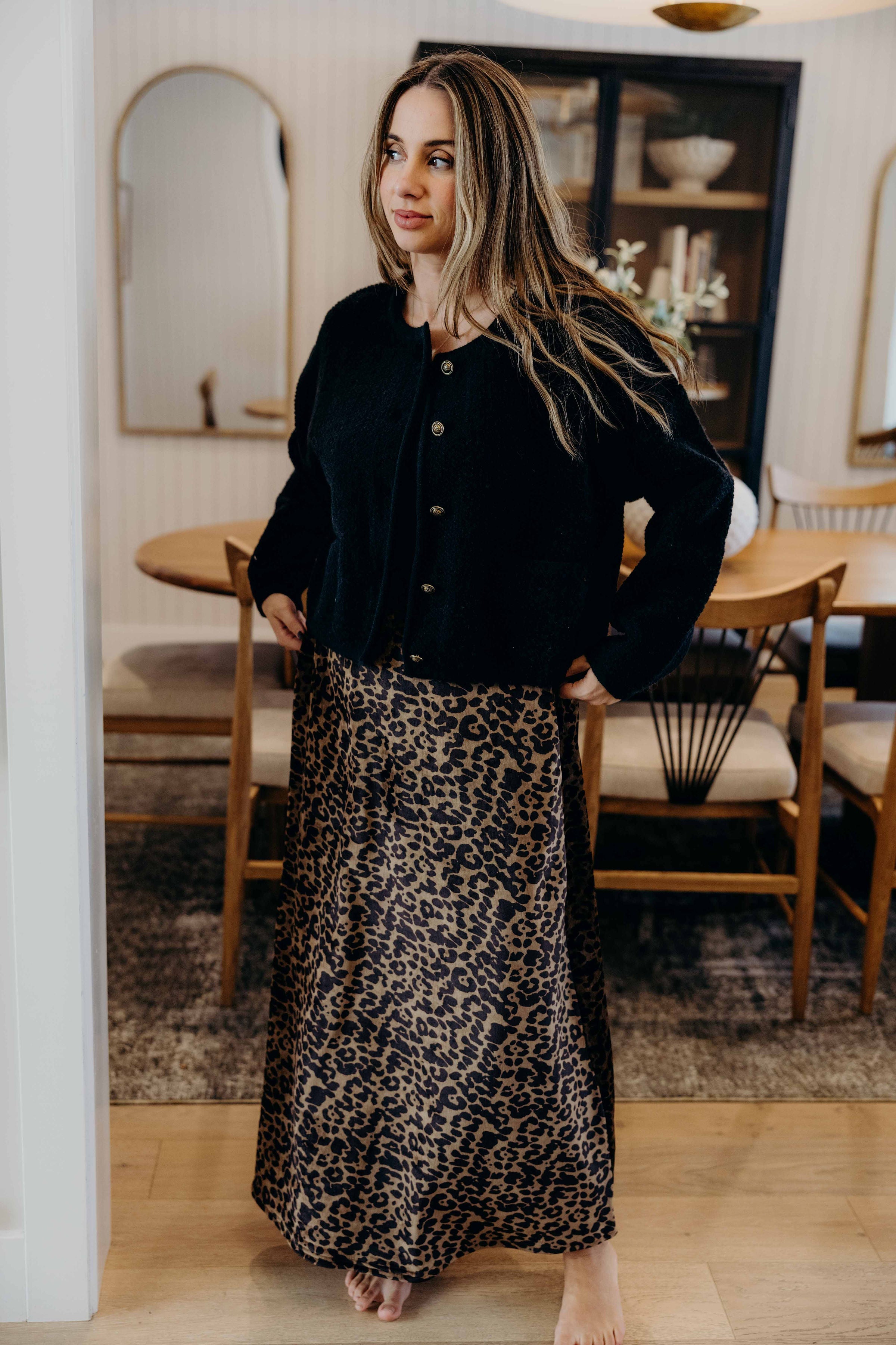 MAXI SLIP SKIRT IN SAVANNA SPOTS FINAL SALE