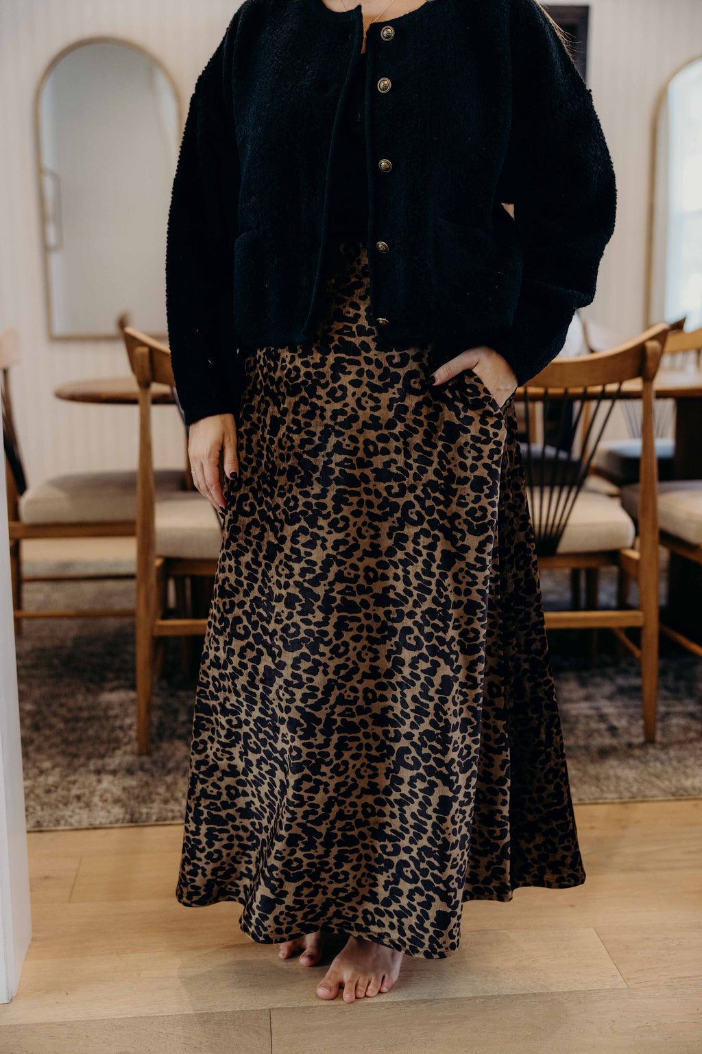 MAXI SLIP SKIRT IN SAVANNA SPOTS FINAL SALE